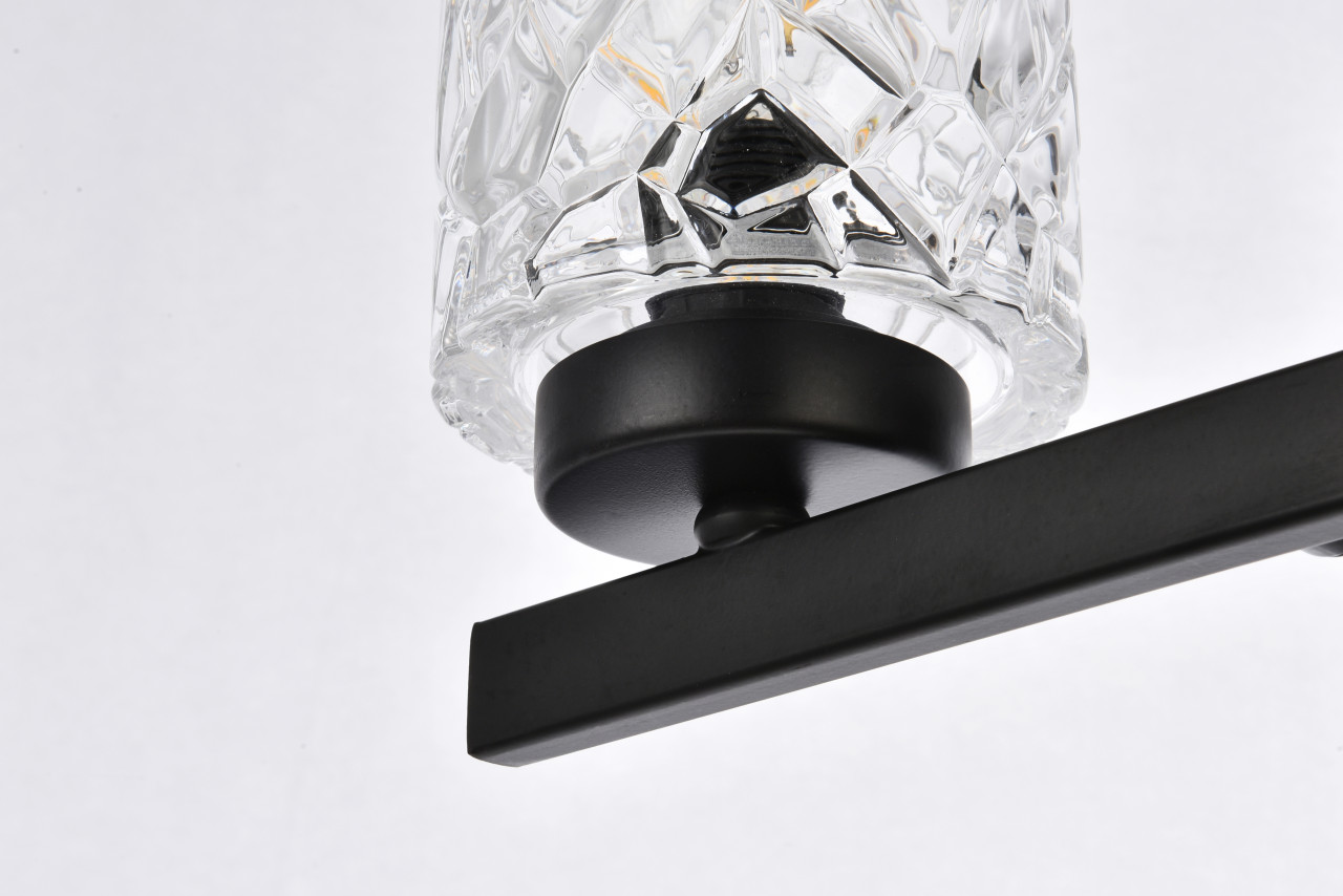 Living Disrict LD7028W32BK Cassie 4 lights bath sconce in black with clear shade
