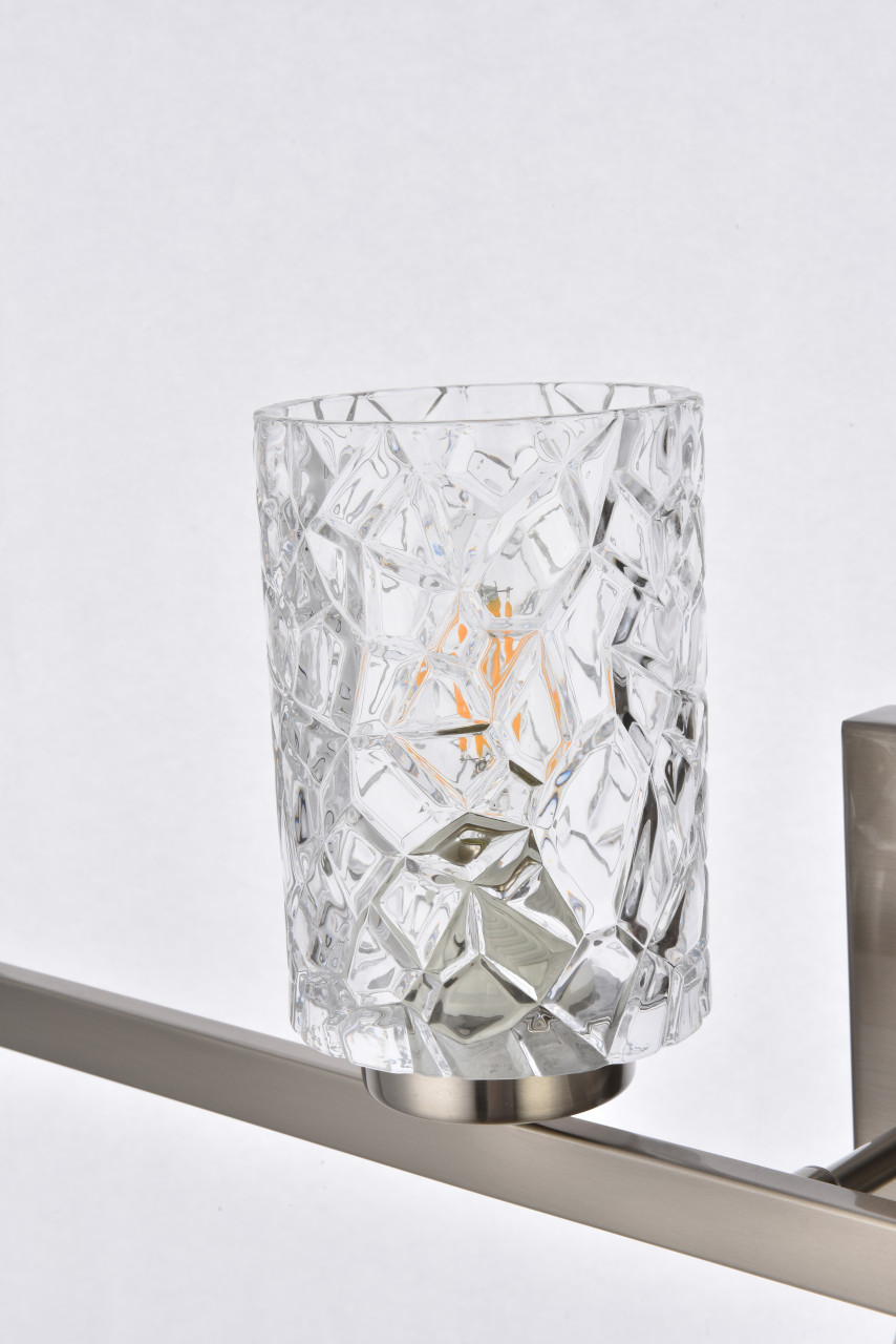 Living Disrict LD7028W32SN Cassie 4 lights bath sconce in stain nickel with clear shade