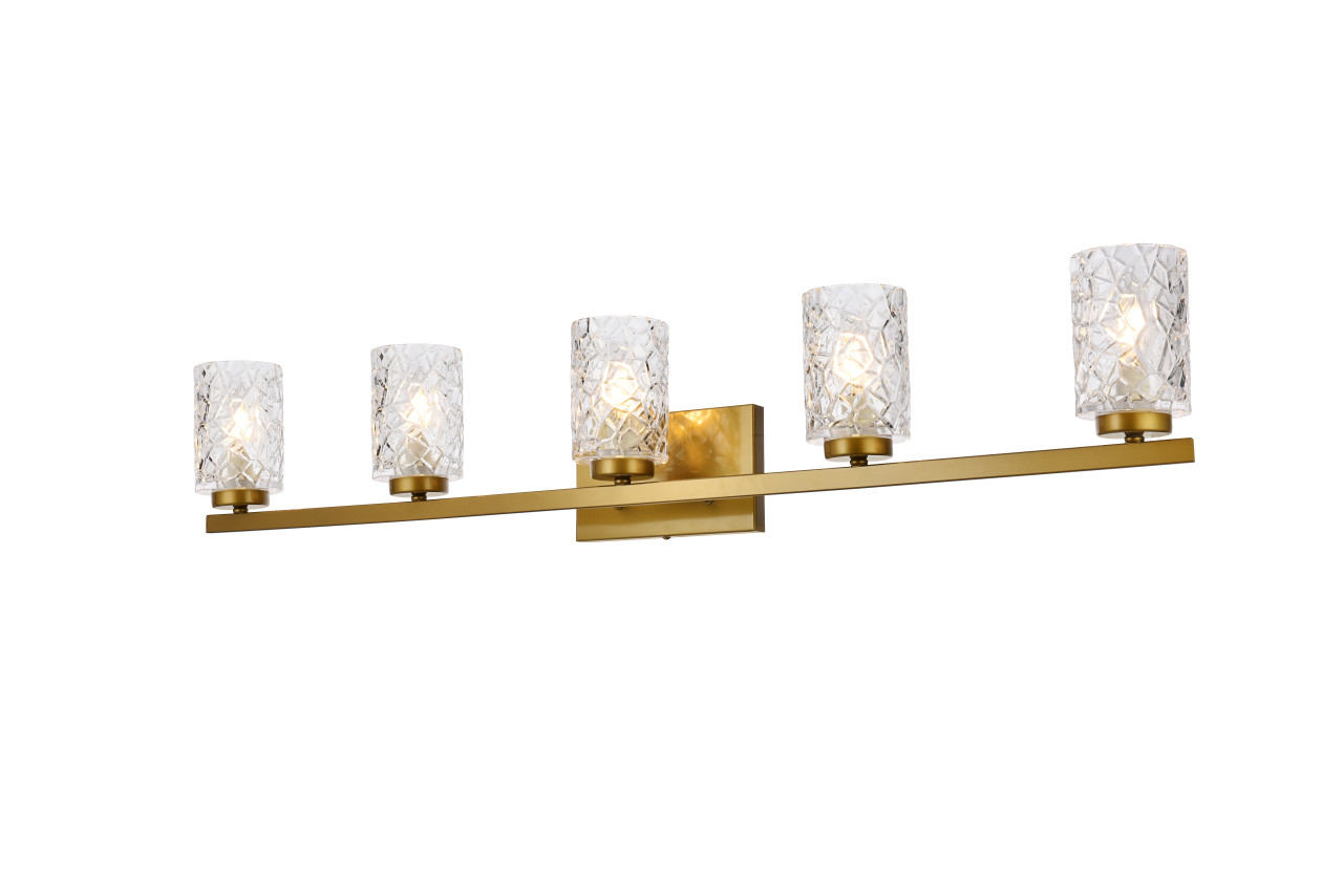 Living Disrict LD7029W41BR Cassie 5 lights bath sconce in brass with clear shade