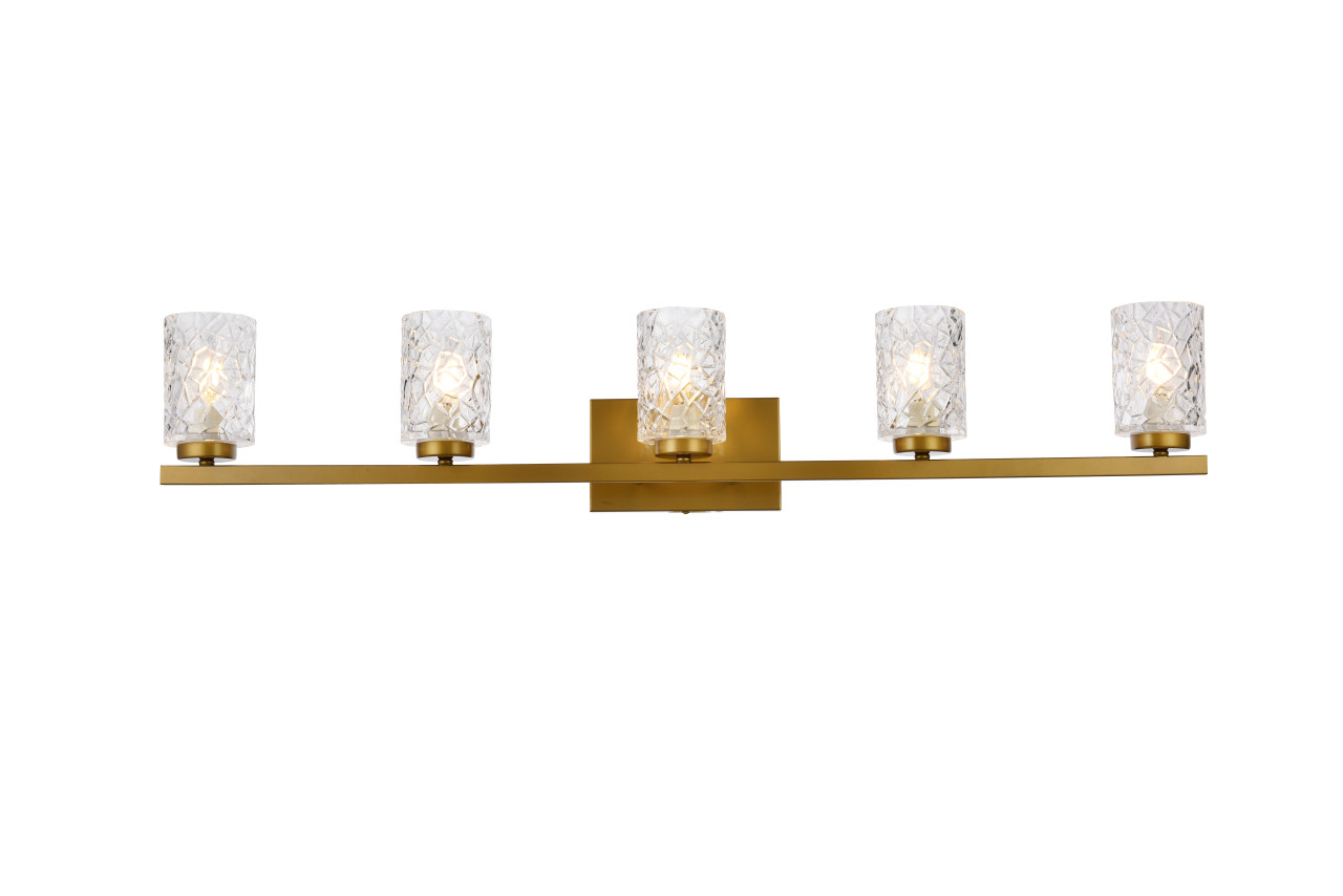 Living Disrict LD7029W41BR Cassie 5 lights bath sconce in brass with clear shade