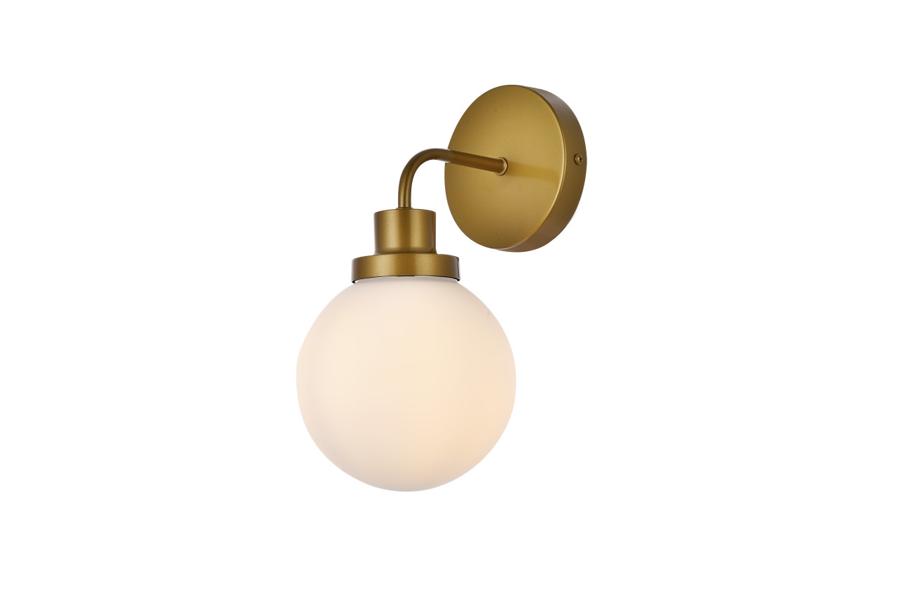 Living Disrict LD7030W8BR Hanson 1 light bath sconce in brass with frosted shade