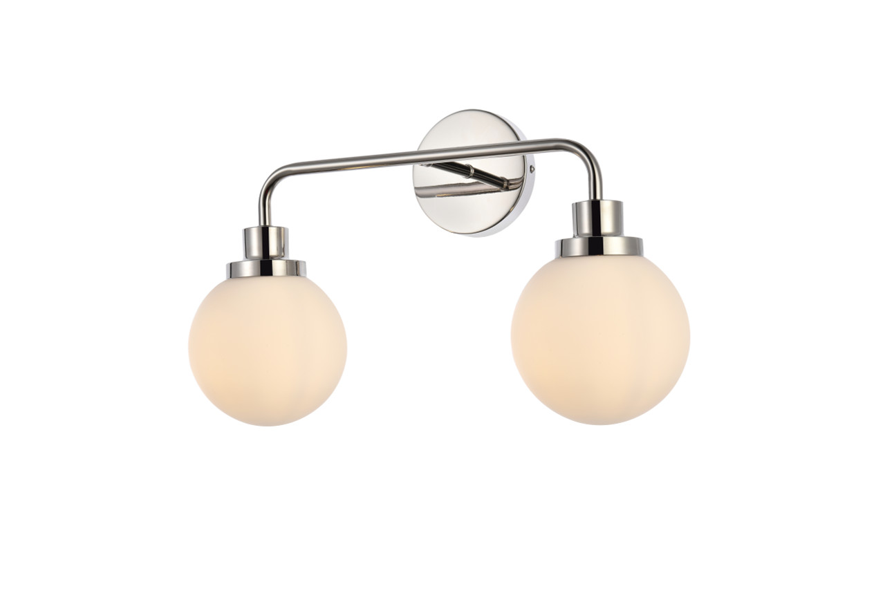 Living Disrict LD7032W19PN Hanson 2 lights bath sconce in polish nickel with frosted shade