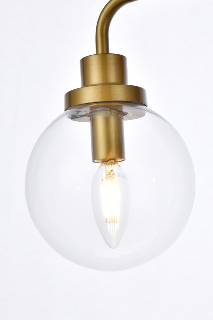 Living Disrict LD7033W19BR Hanson 2 lights bath sconce in brass with clear shade