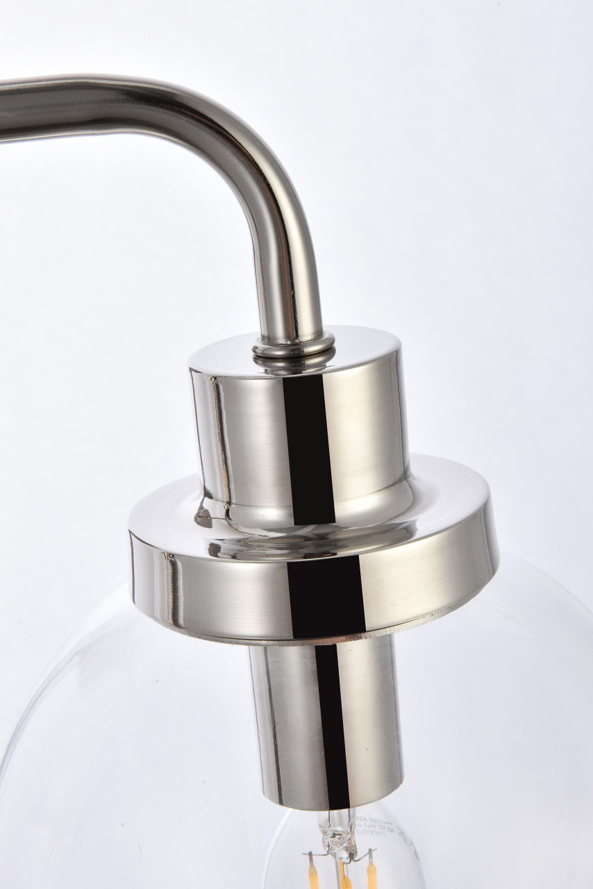 Living Disrict LD7033W19PN Hanson 2 lights bath sconce in polish nickel with clear shade