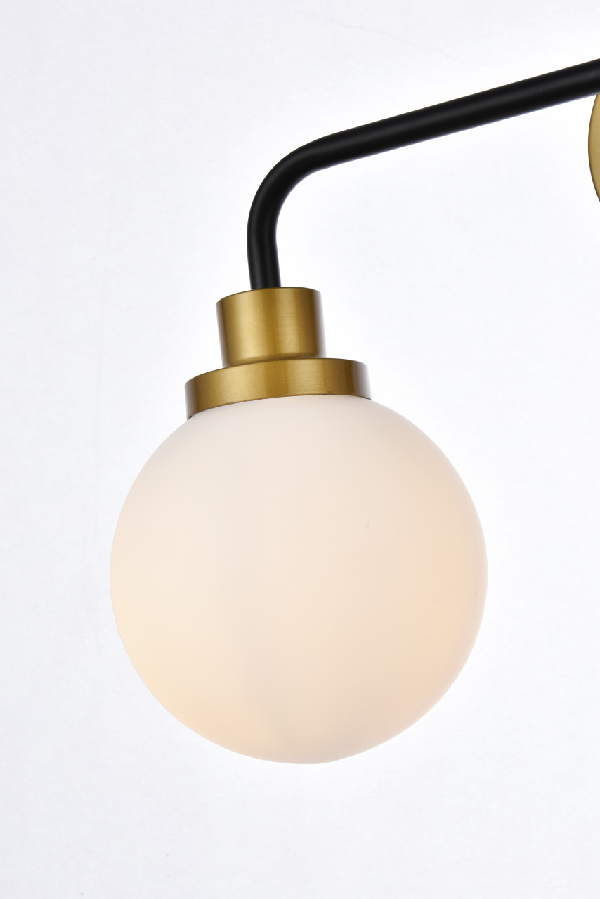 Living Disrict LD7034W28BRB Hanson 3 lights bath sconce in black with brass with frosted shade