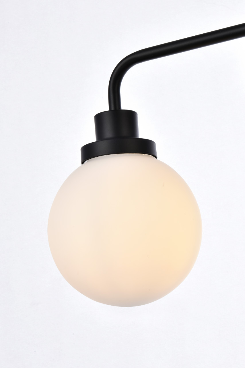 Living Disrict LD7036W38BK Hanson 4 lights bath sconce in black with frosted shade