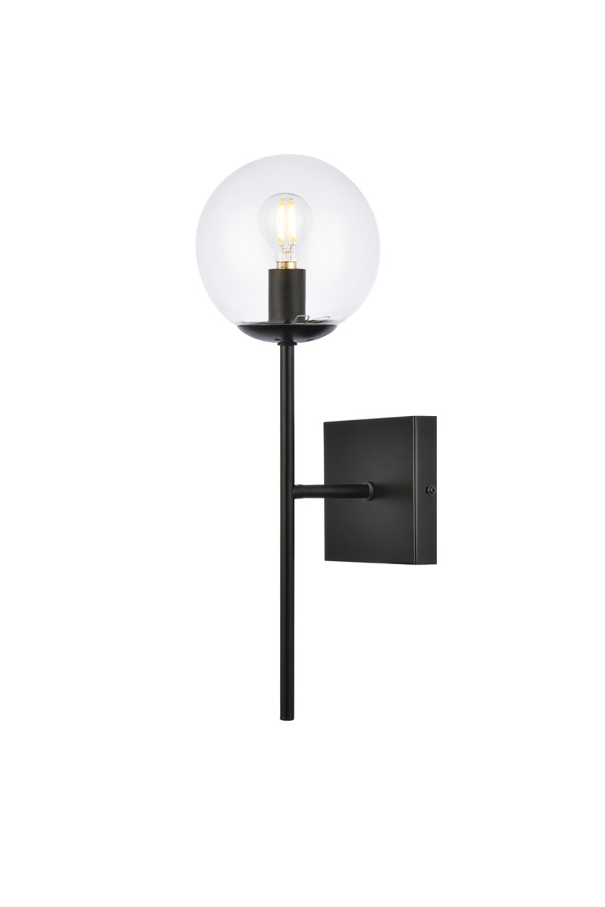 Living District LD2359BK Neri 1 light black and clear glass wall sconce