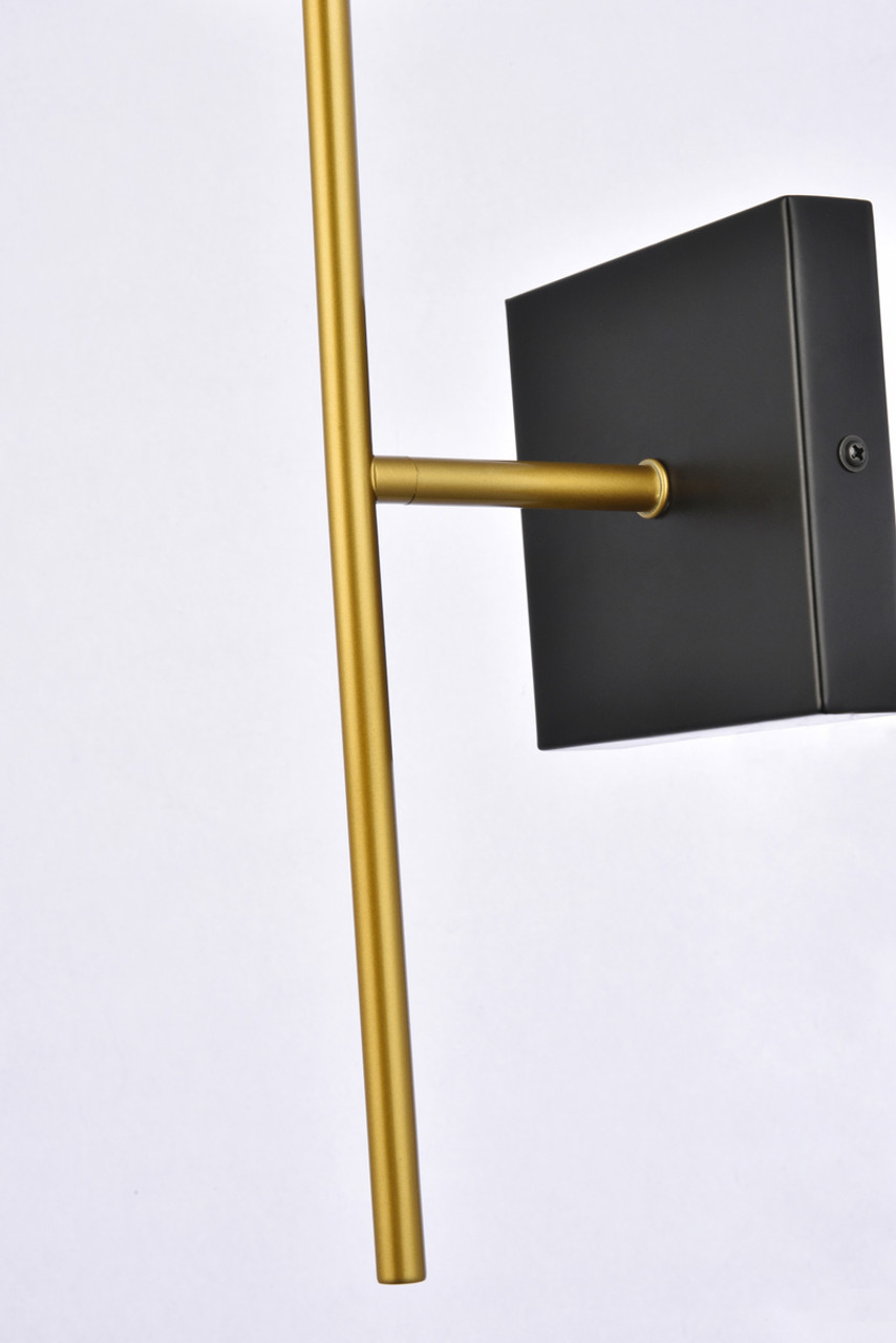 Living District LD2359BKR Neri 1 light black and brass and clear glass wall sconce