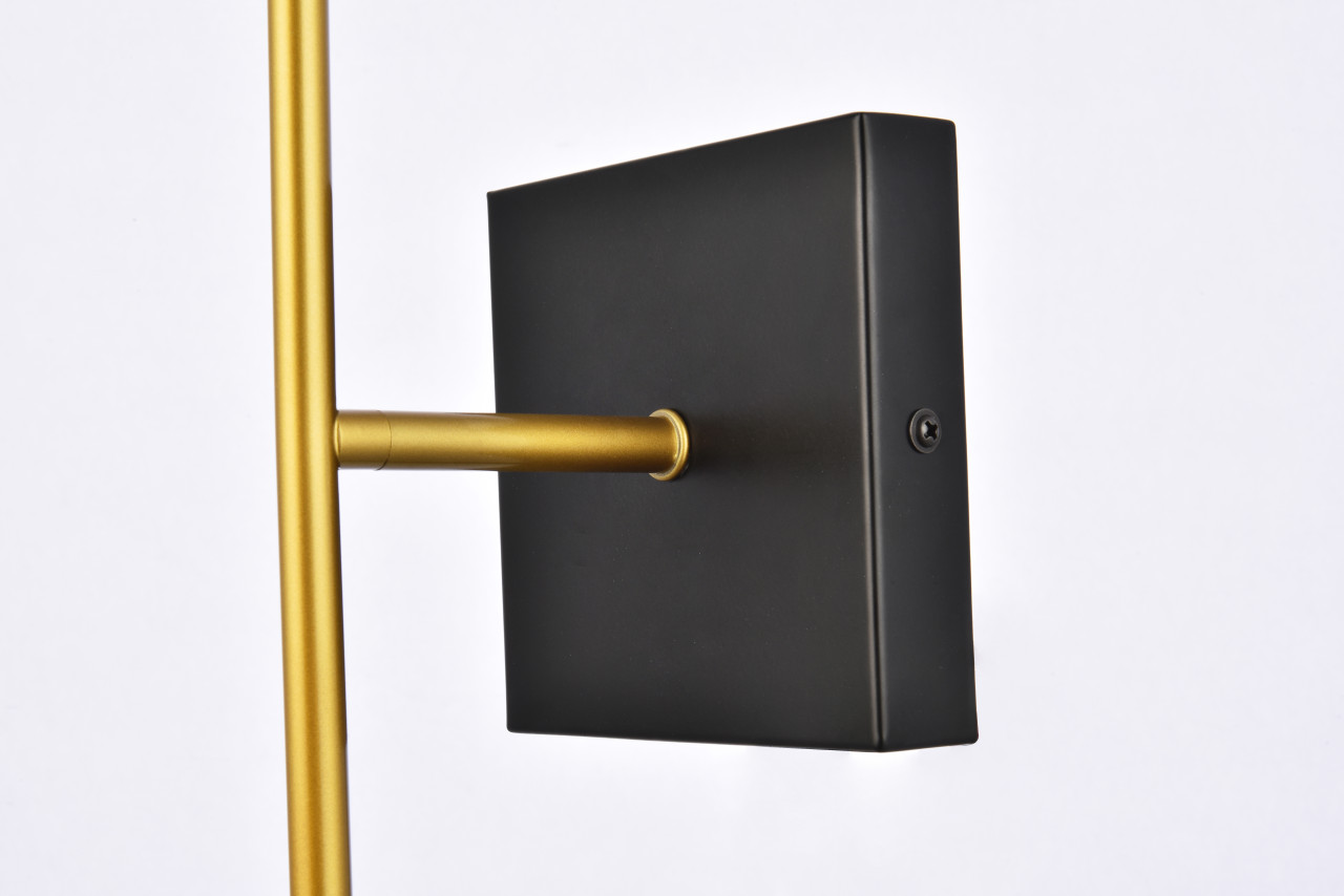 Living District LD2360BKR Neri 1 light black and brass and white glass wall sconce