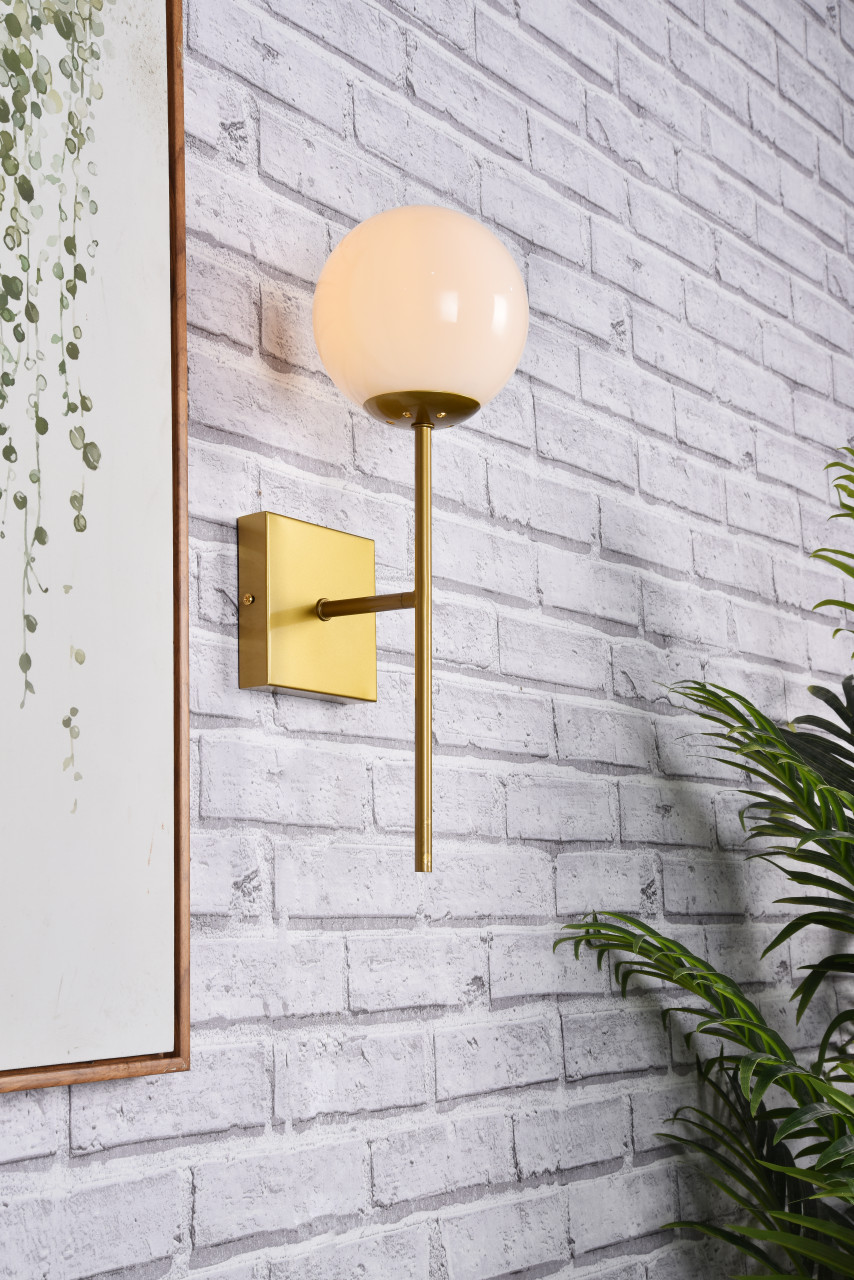 Living District LD2360BR Neri 1 light brass and white glass wall sconce