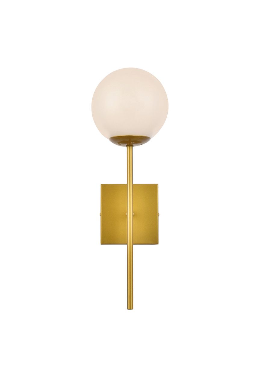 Living District LD2360BR Neri 1 light brass and white glass wall sconce