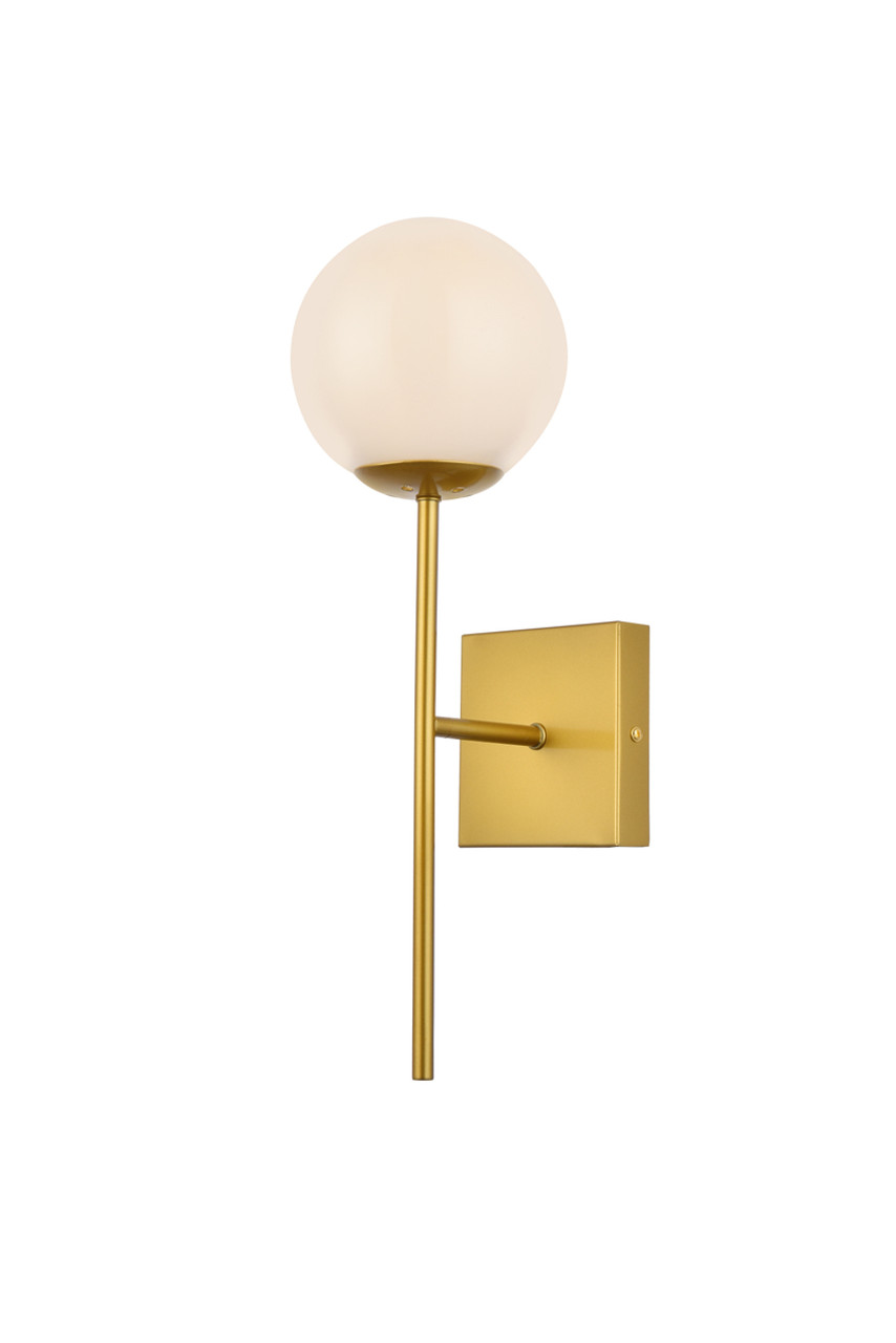 Living District LD2360BR Neri 1 light brass and white glass wall sconce