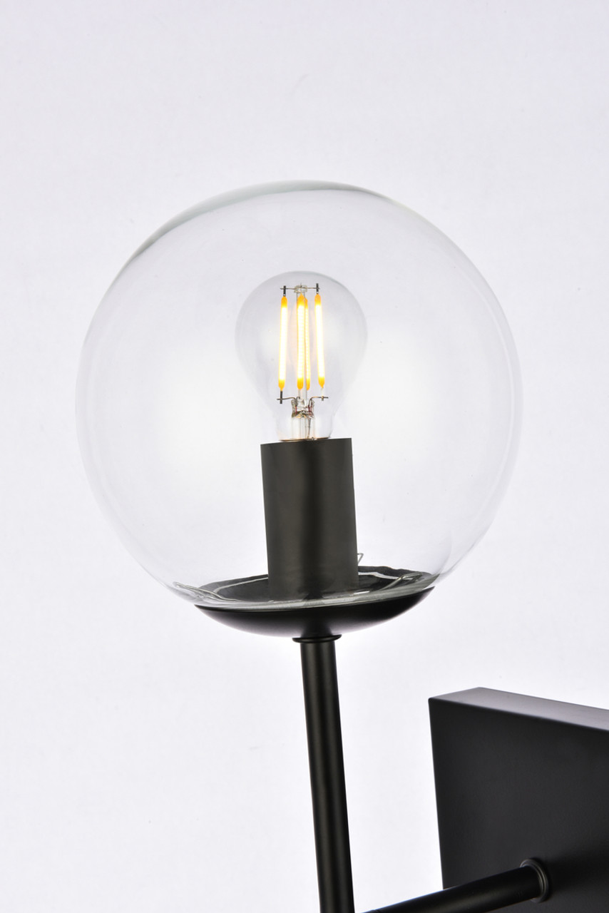 Living District LD2357BK Neri 2 lights black and clear glass wall sconce Living District LD2357BK Neri 2 lights black and clear glass wall sconce