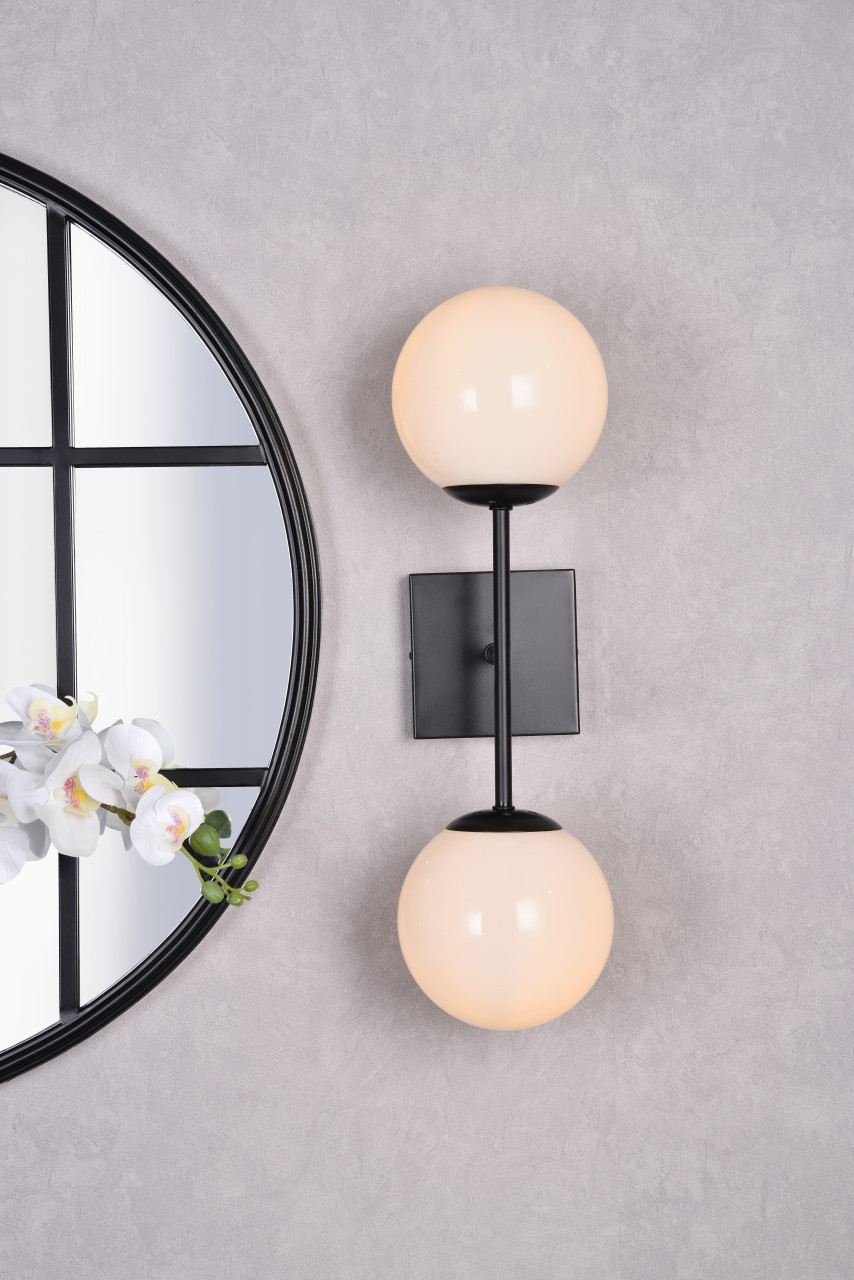 Living District LD2358BK Neri 2 lights black and white glass wall sconce