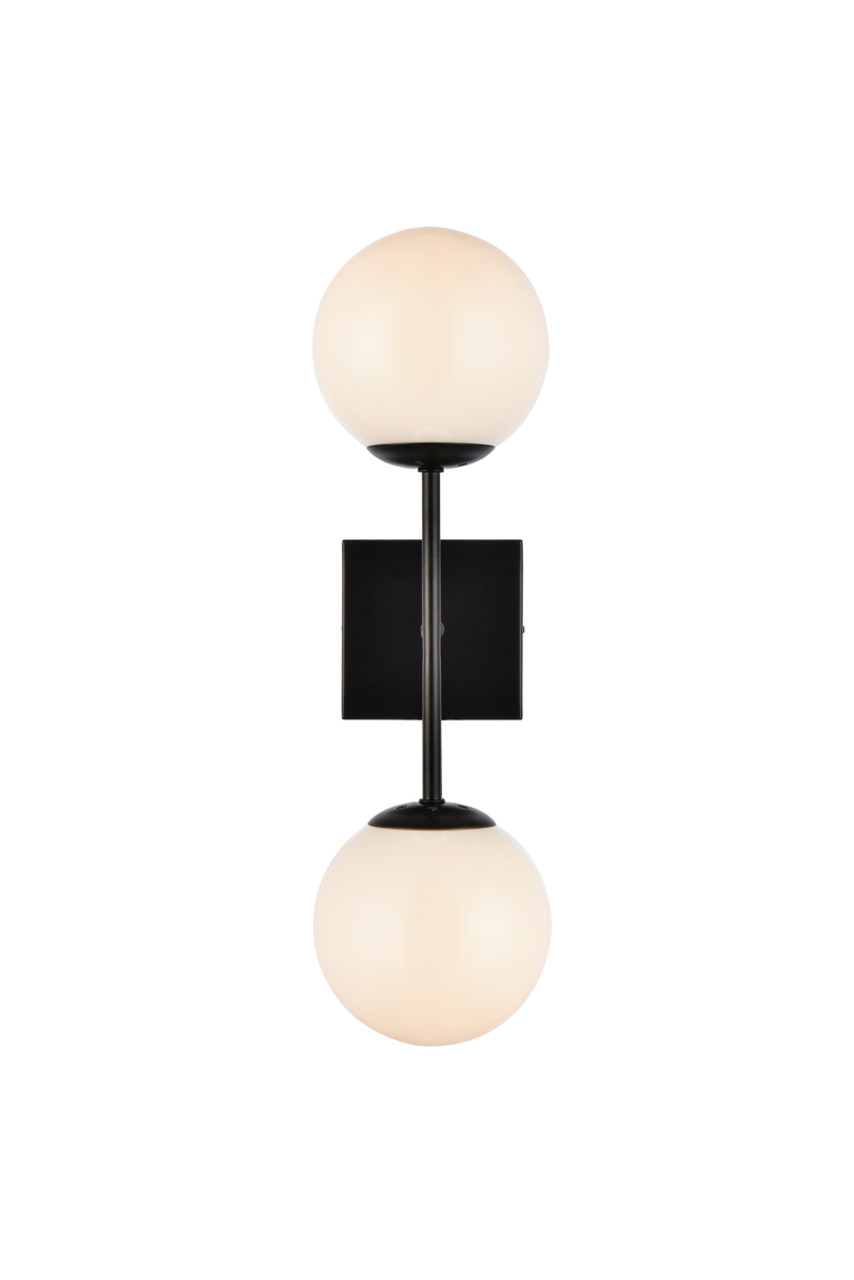 Living District LD2358BK Neri 2 lights black and white glass wall sconce