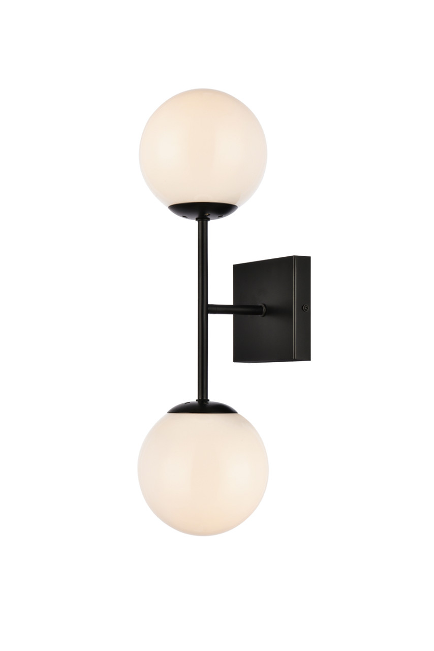 Living District LD2358BK Neri 2 lights black and white glass wall sconce