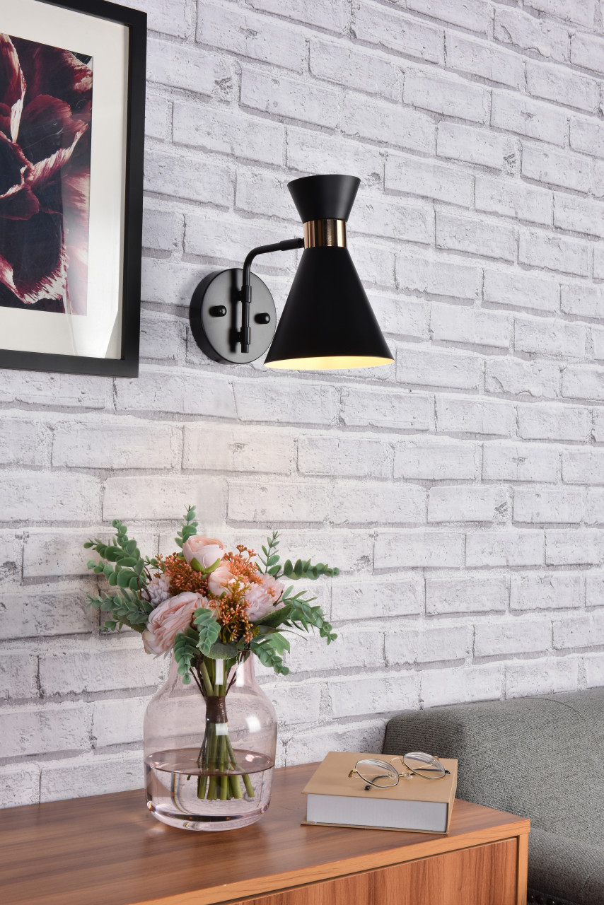 Living District LD2353BK Halycon 6 inch black wall sconce