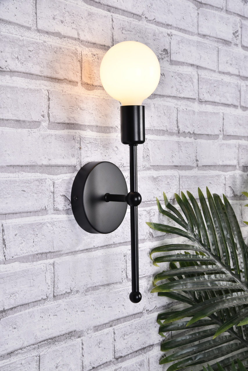 Living District LD2356BK Keely 1 light black wall sconce