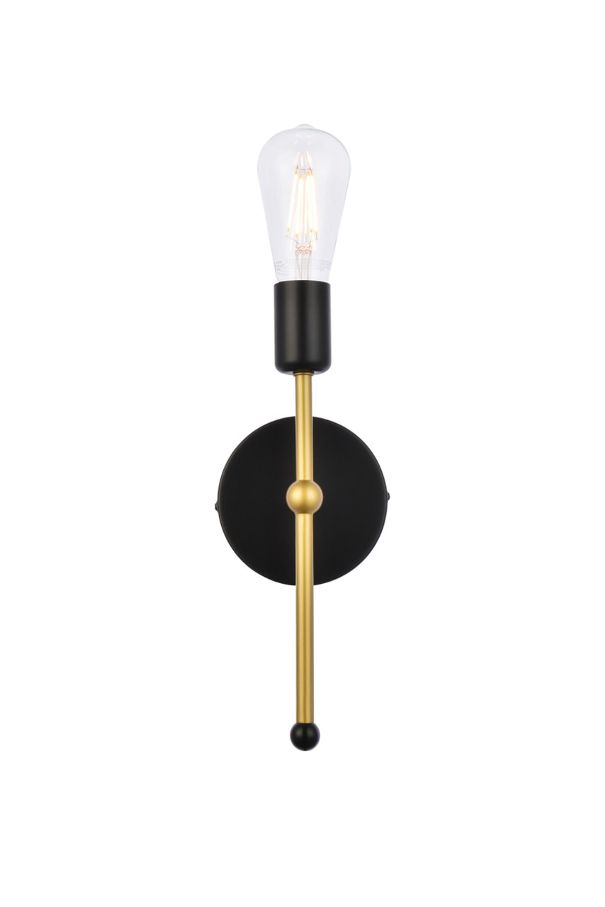 Living District LD2356BKR Keely 1 light black and brass wall sconce