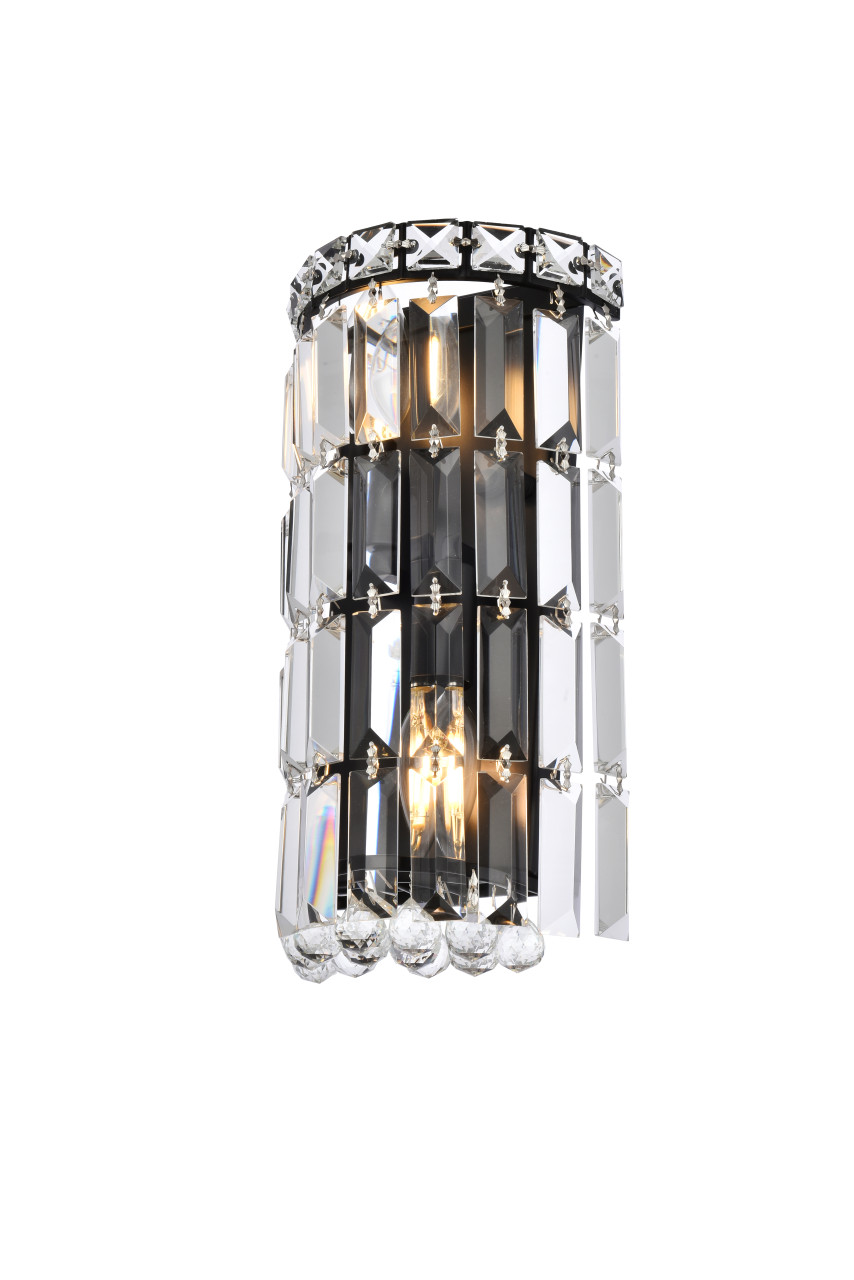 ELEGANT LIGHTING V2030W6BK/RC  Maxime 6 inch black wall sconce