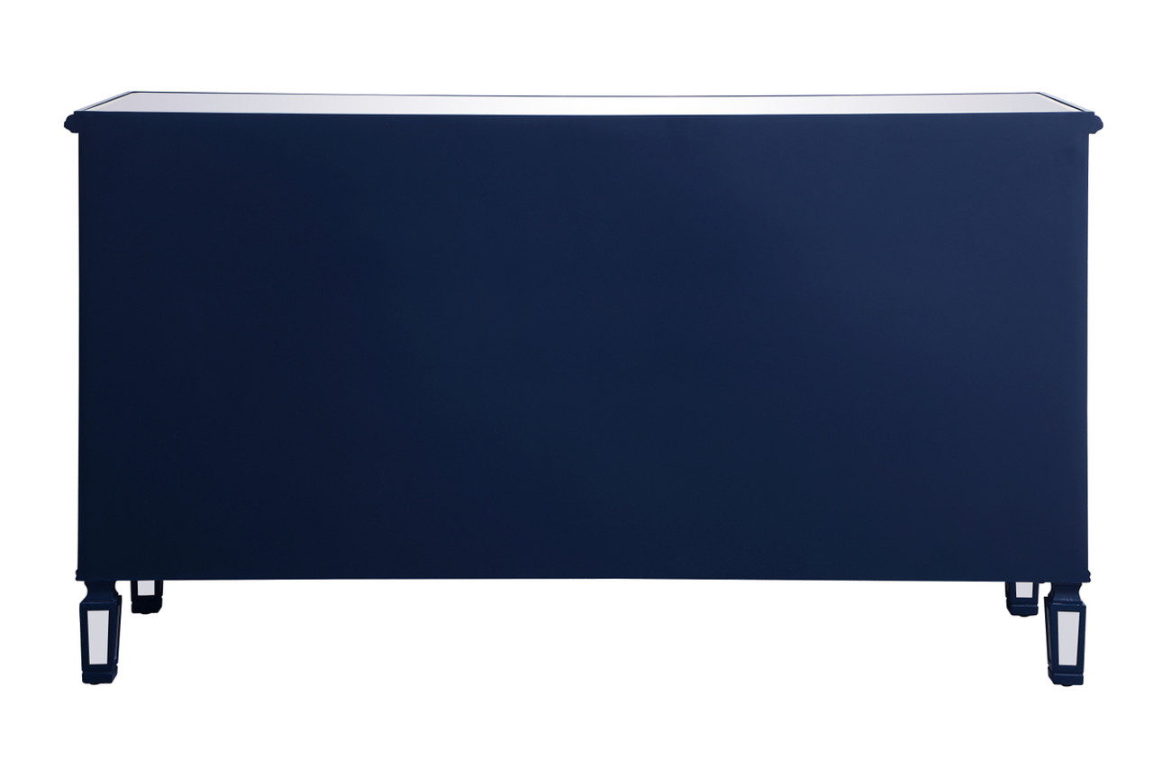 Elegant Decor MF6-1036BL 60 inch mirrored 6 drawer chest in blue