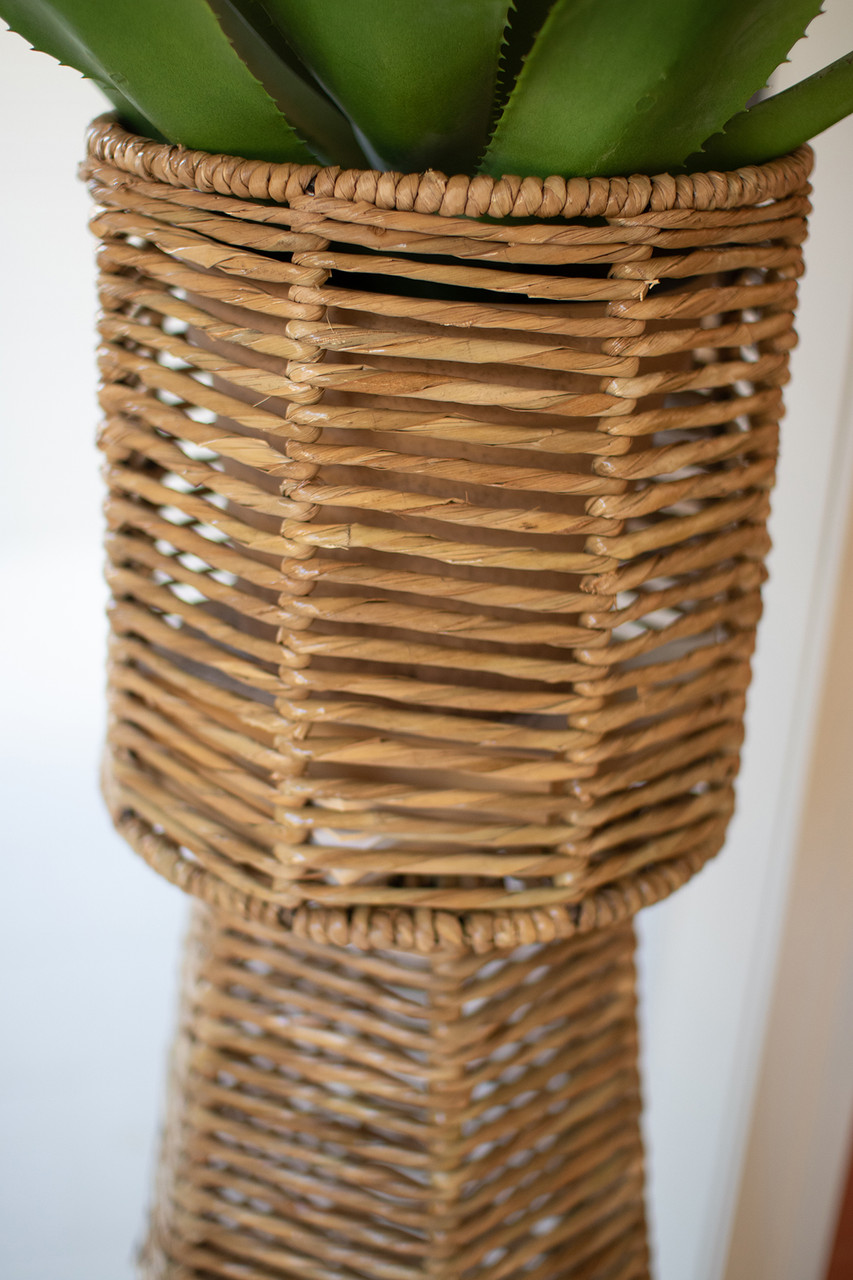 KALALOU A6306 SET OF TWO SEAGRASS AND IRON PLANTER TOWERS