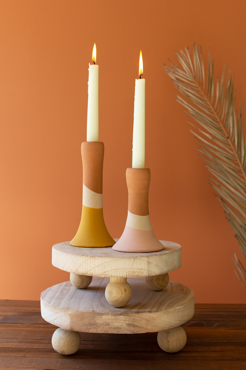 KALALOU CFAN1064 SET OF TWO ROUND WOODEN RISERS