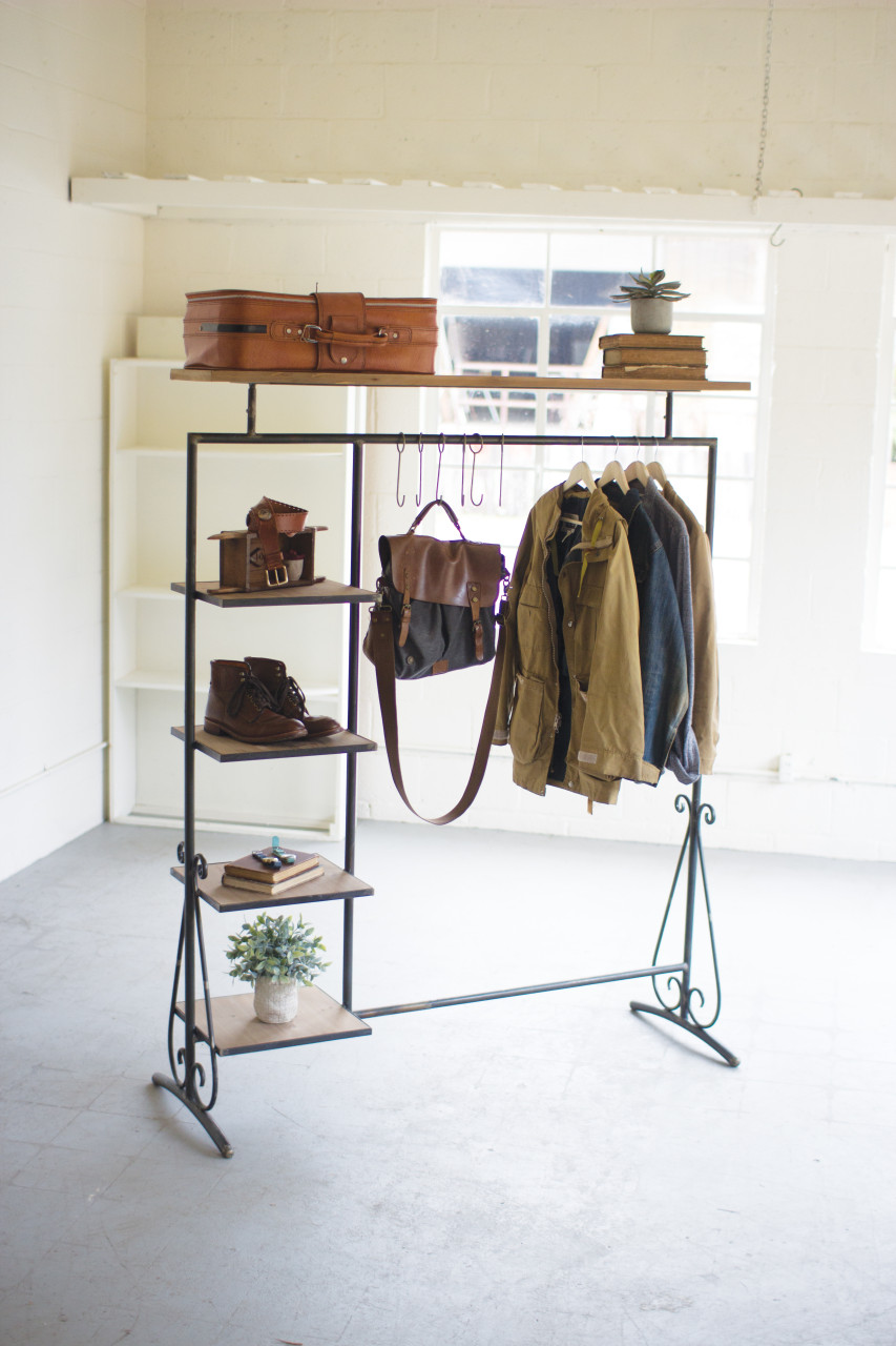 KALALOU CLL2214 WOOD AND METAL DISPLAY UNIT