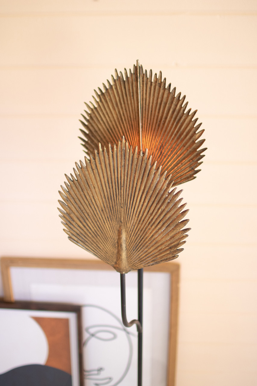 KALALOU CLL2517 FLOOR LAMP WITH ANTIQUE GOLD LEAVES DETAIL