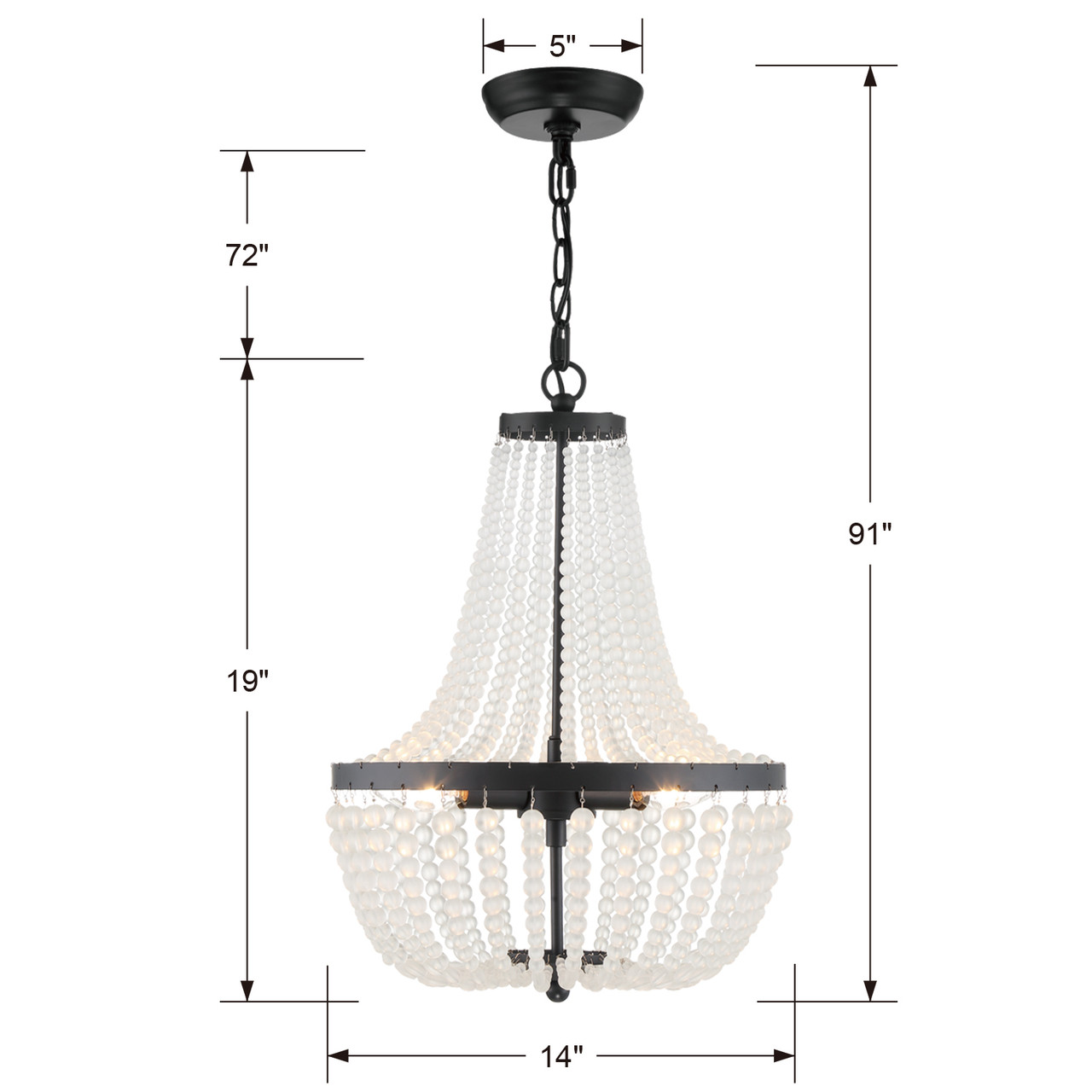 CRYSTORAMA 603-MK Rylee 3 Light Matte Black Chandelier