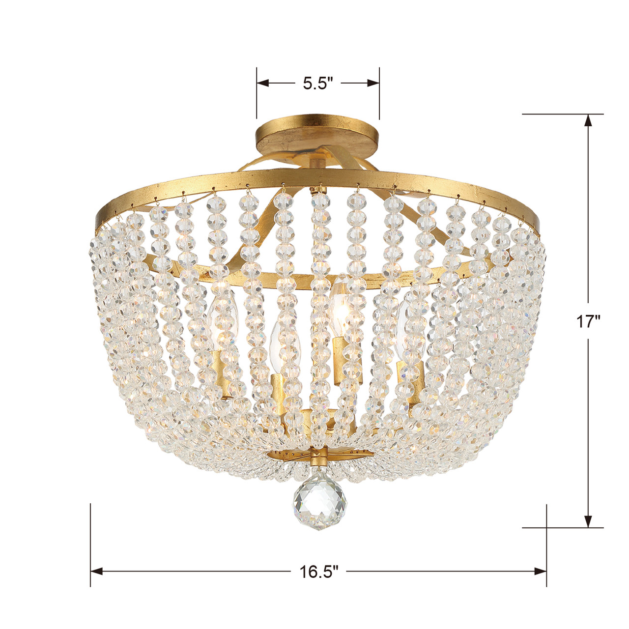 CRYSTORAMA 604-GA_CEILING Rylee 4 Light Antique Gold Ceiling Mount