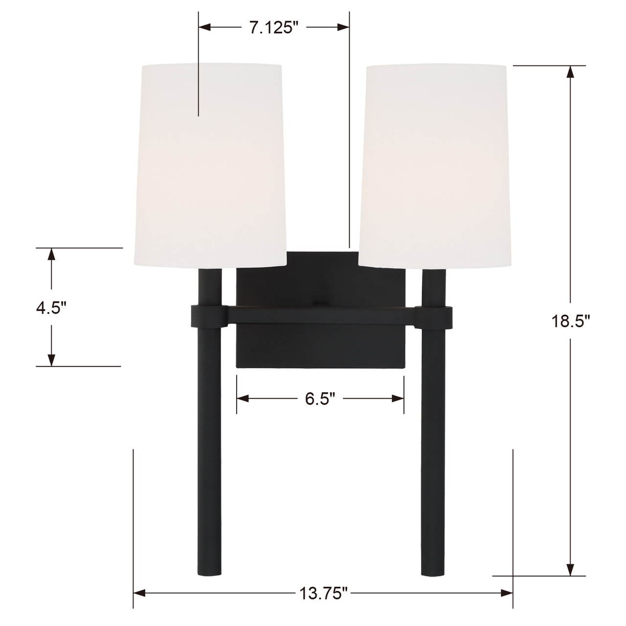 CRYSTORAMA BRO-452-BF Bromley 2 Light Black Forged Wall Mount