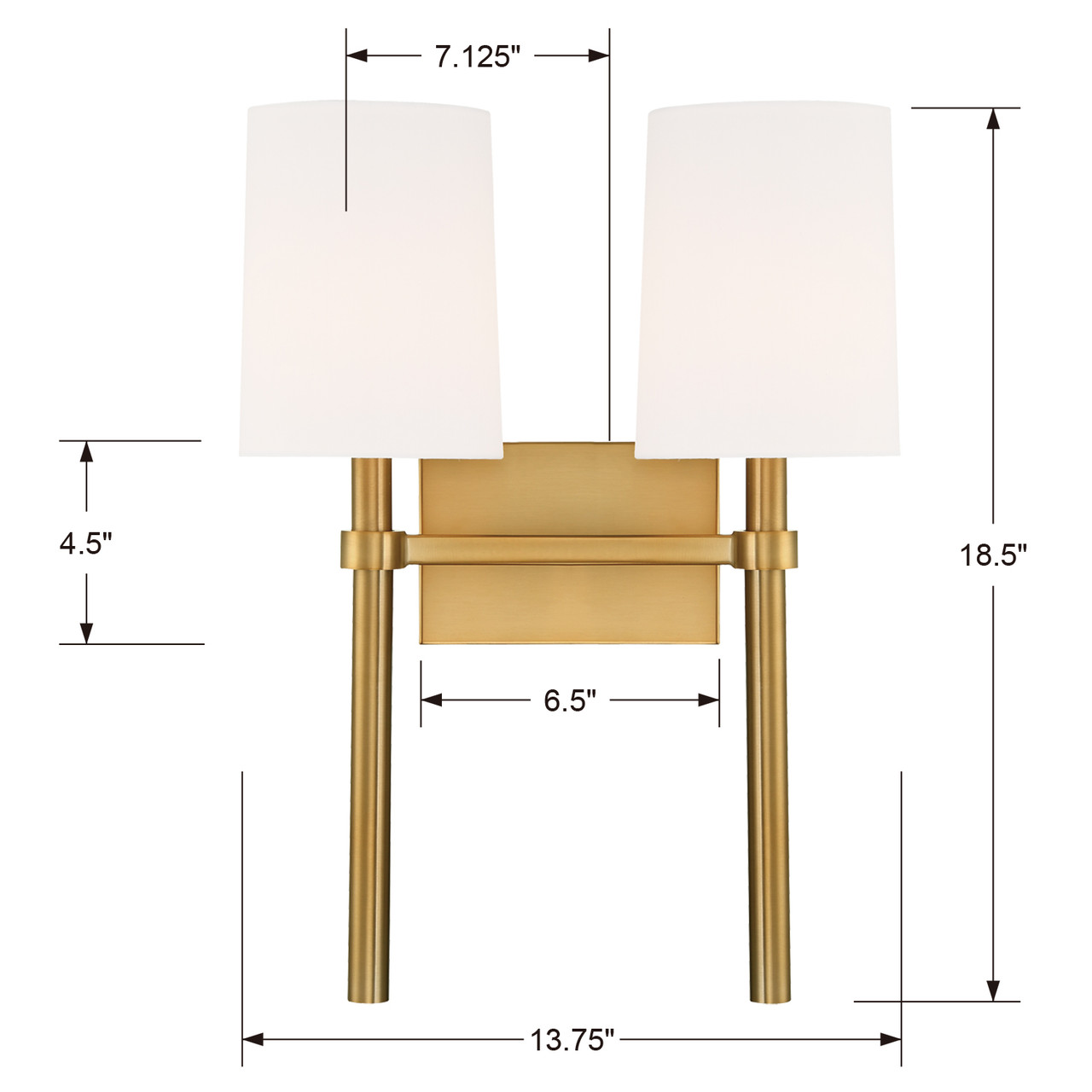 CRYSTORAMA BRO-452-VG Bromley 2 Light Vibrant Gold Wall Mount