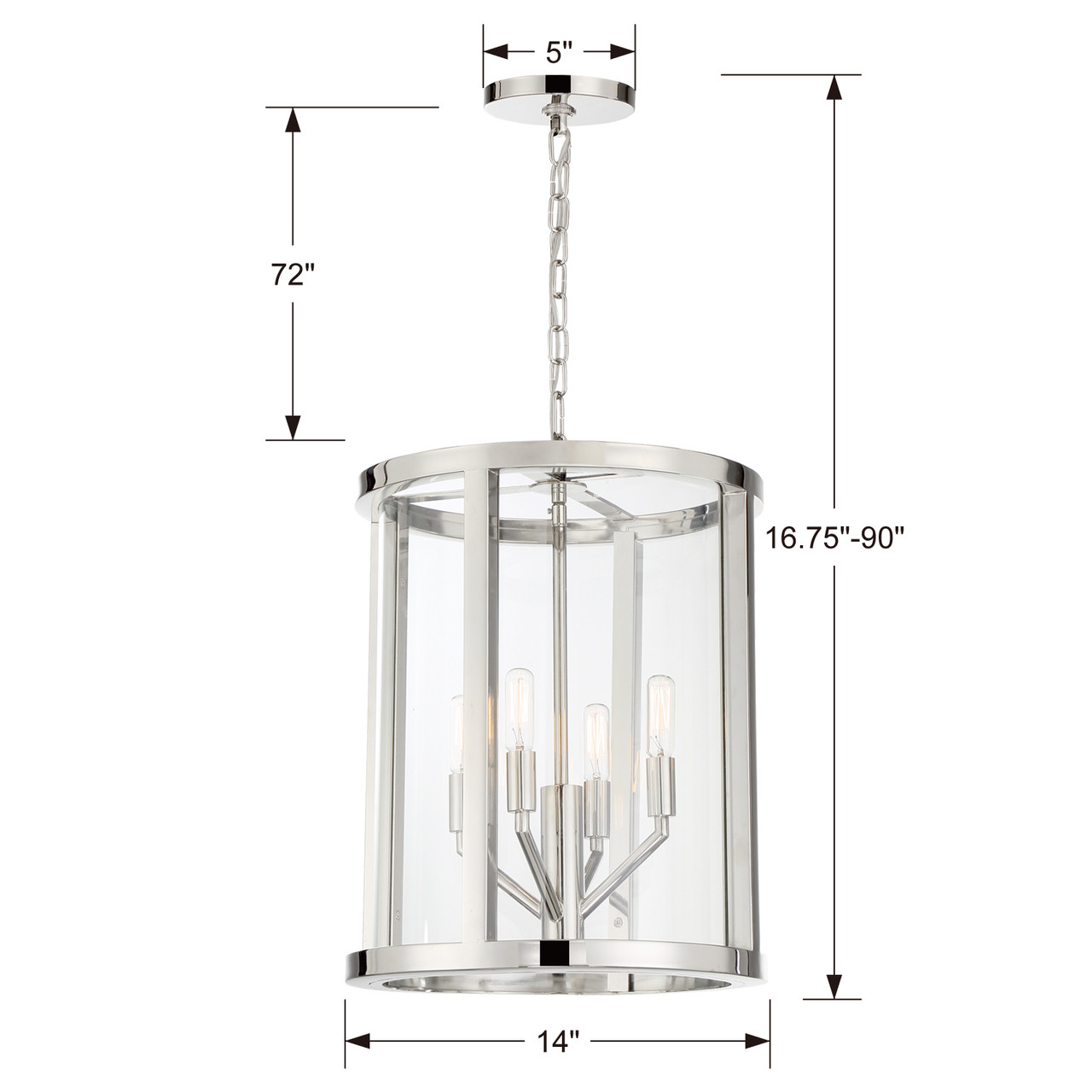 CRYSTORAMA DEV-B8004-PN Libby Langdon for Crystorama Devon 4 Light Polished Nickel Lantern