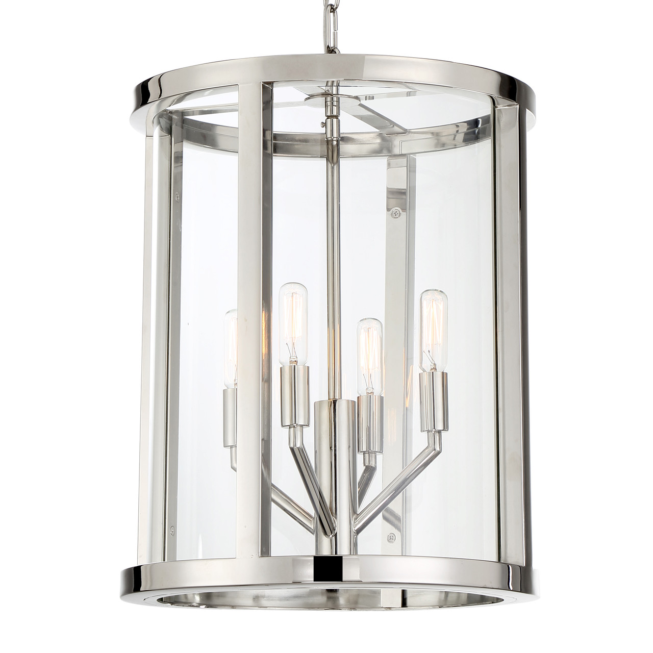 CRYSTORAMA DEV-B8004-PN Libby Langdon for Crystorama Devon 4 Light Polished Nickel Lantern