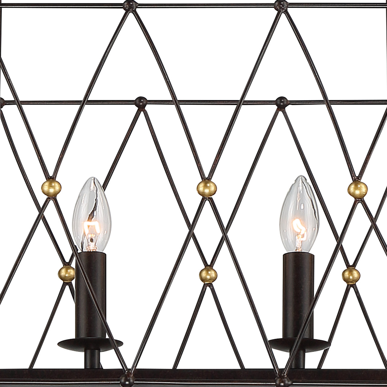 CRYSTORAMA ZUC-A9037-EB-GA Zucca 6 Light English Bronze & Antique Gold Linear Chandelier