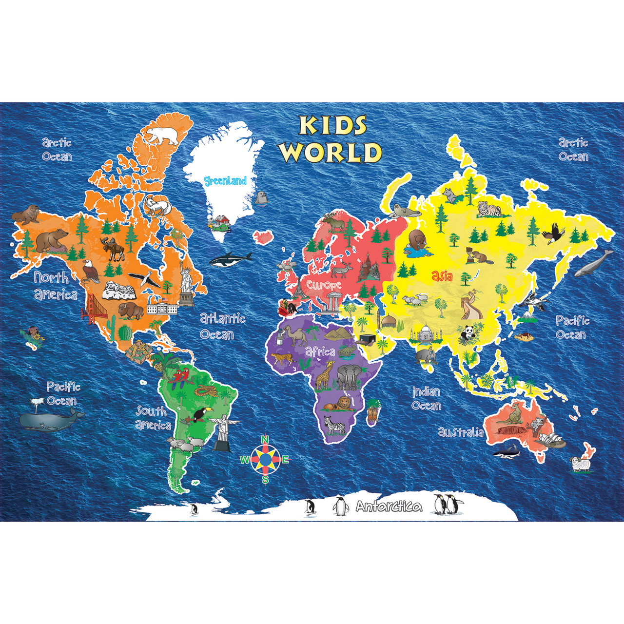 REPLOGLE 72161 PEEL & STICK KID'S WORLD MAP 42x30