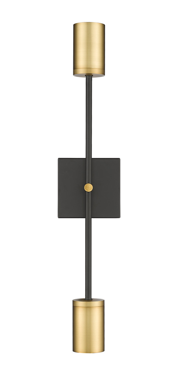 Z-LITE 814-2S-MB-OBR 2 Light Wall Sconce ,Matte Black + Olde Brass