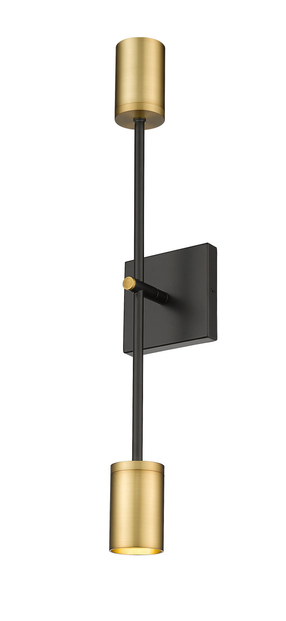 Z-LITE 814-2S-MB-OBR 2 Light Wall Sconce ,Matte Black + Olde Brass