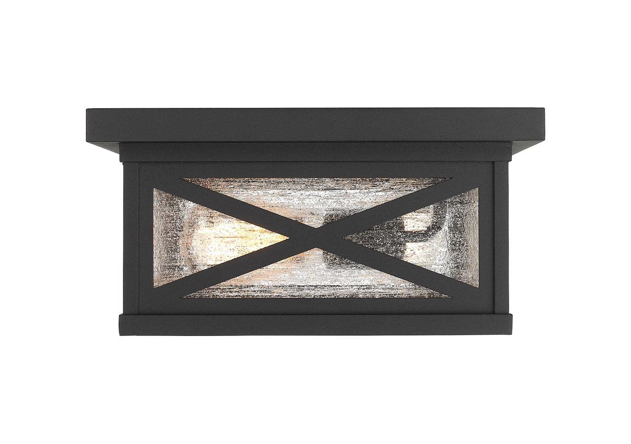 Z-LITE 583F-BK 2 Light Outdoor Flush Ceiling Mount Fixture ,Black