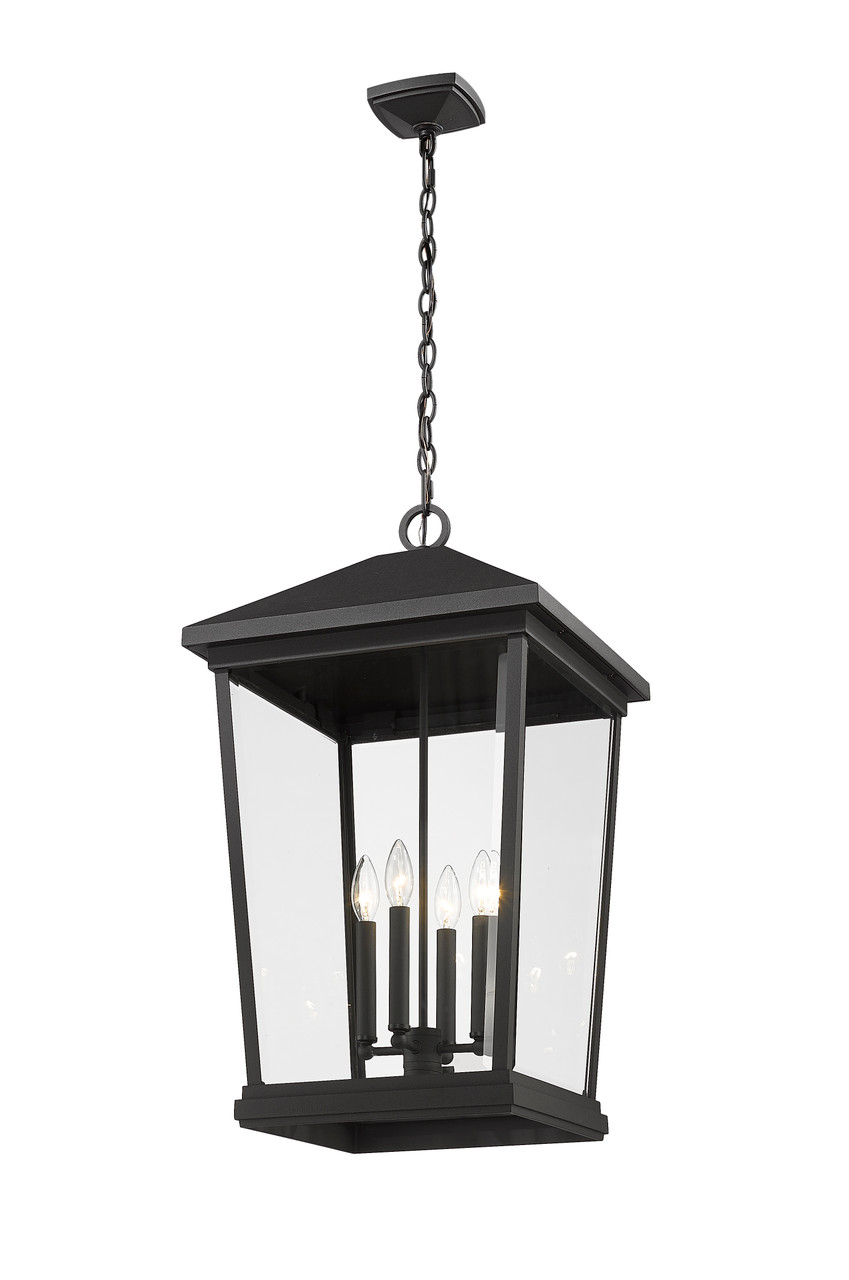 Z-LITE 568CHXXL-BK 4 Light Outdoor Chain Mount Ceiling Fixture ,Black