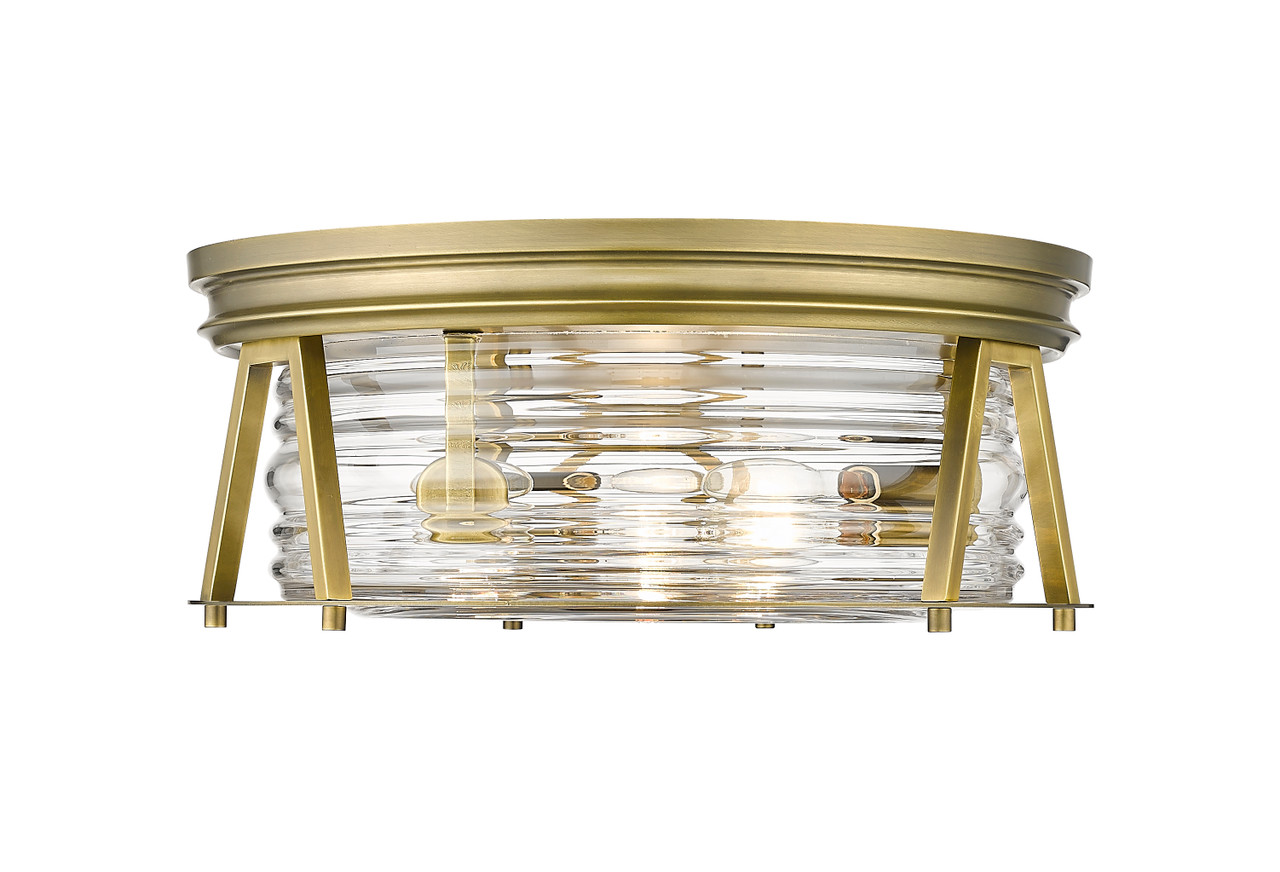 Z-LITE 491F3-RB 3 Light Flush Mount ,Rubbed Brass