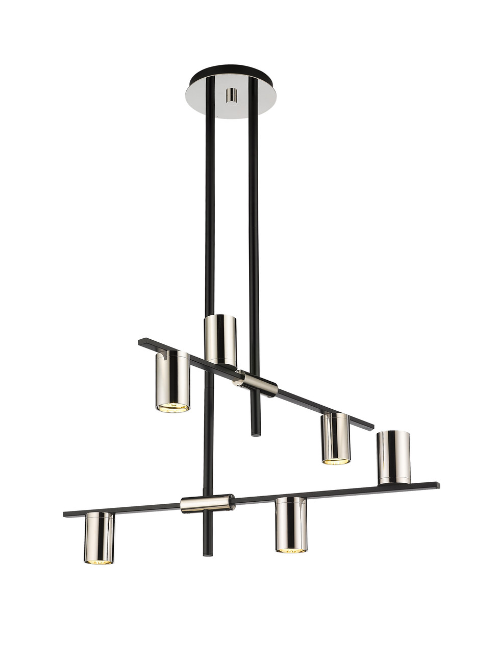 Z-LITE 814-6MB-PN 6 Light Chandelier ,Mate Black + Polished Nickel