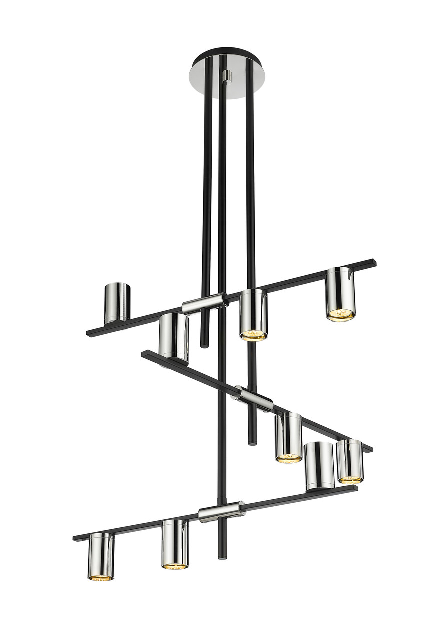 Z-LITE 814-9MB-PN 9 Light Chandelier ,Mate Black + Polished Nickel