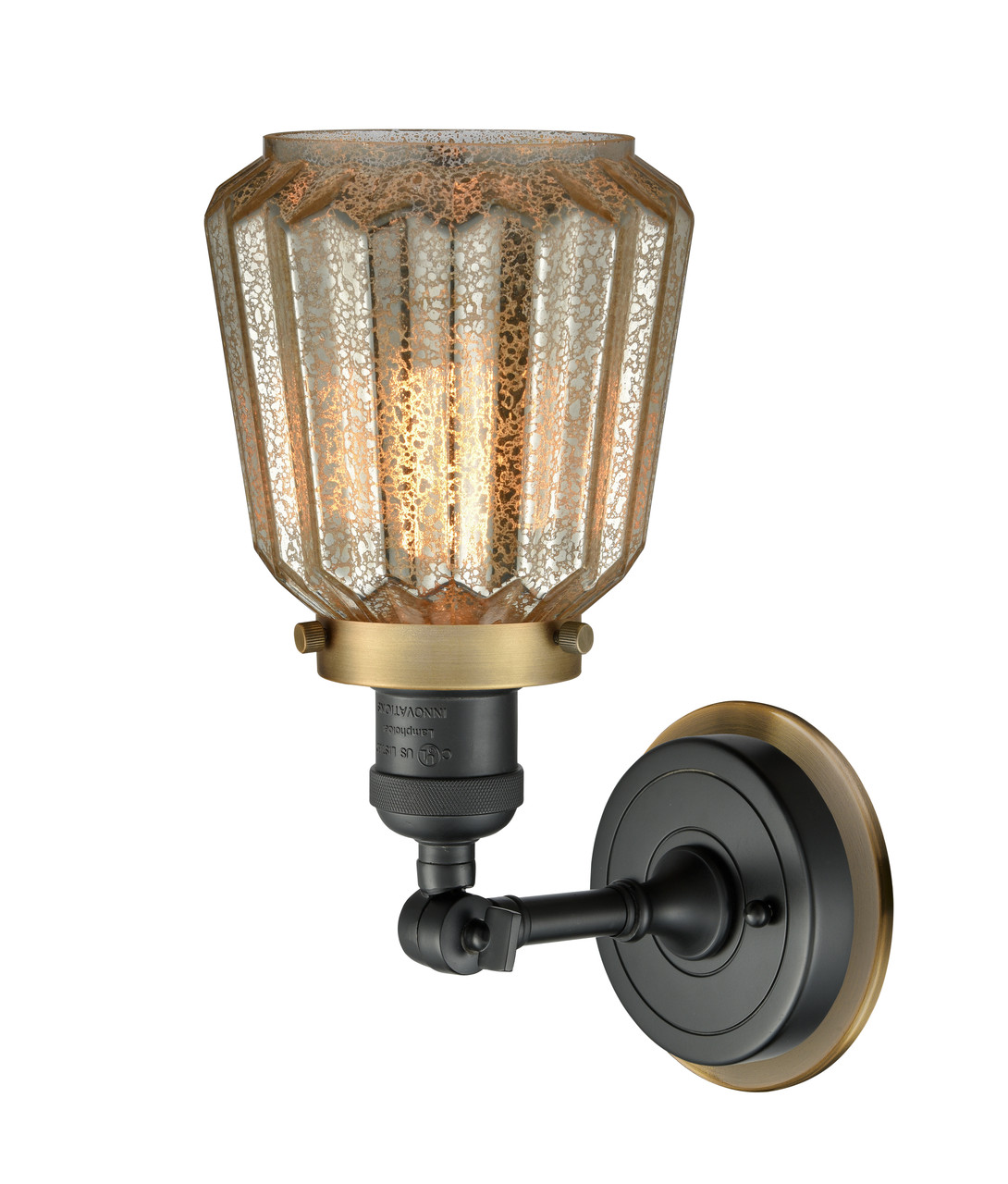 INNOVATIONS LIGHTING 203BK-BPBB-HRBB-G146 Chatham 1 Light Mixed Metals Sconce