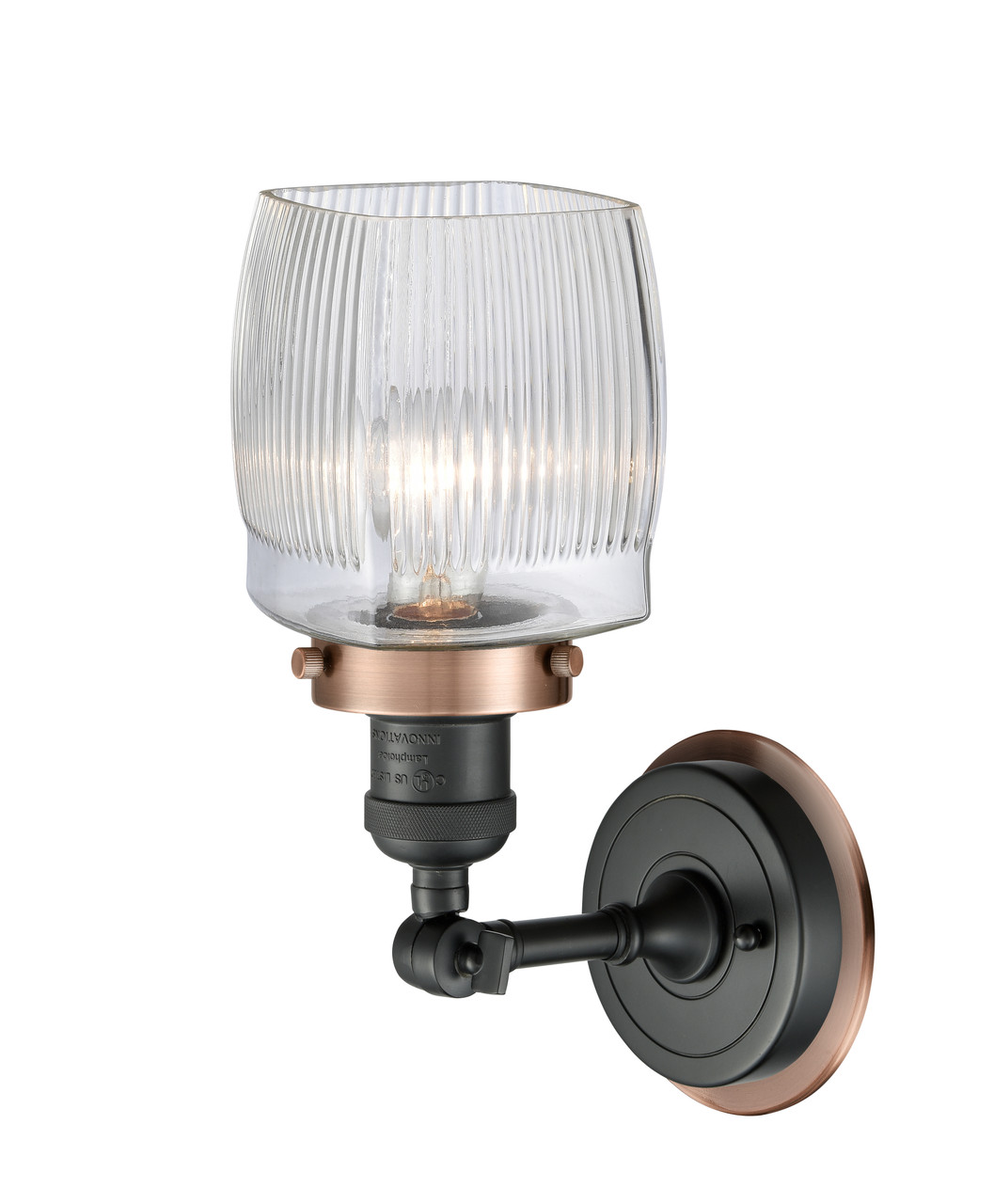 INNOVATIONS LIGHTING 203BK-BPAC-HRAC-G302 Colton 1 Light Mixed Metals Sconce