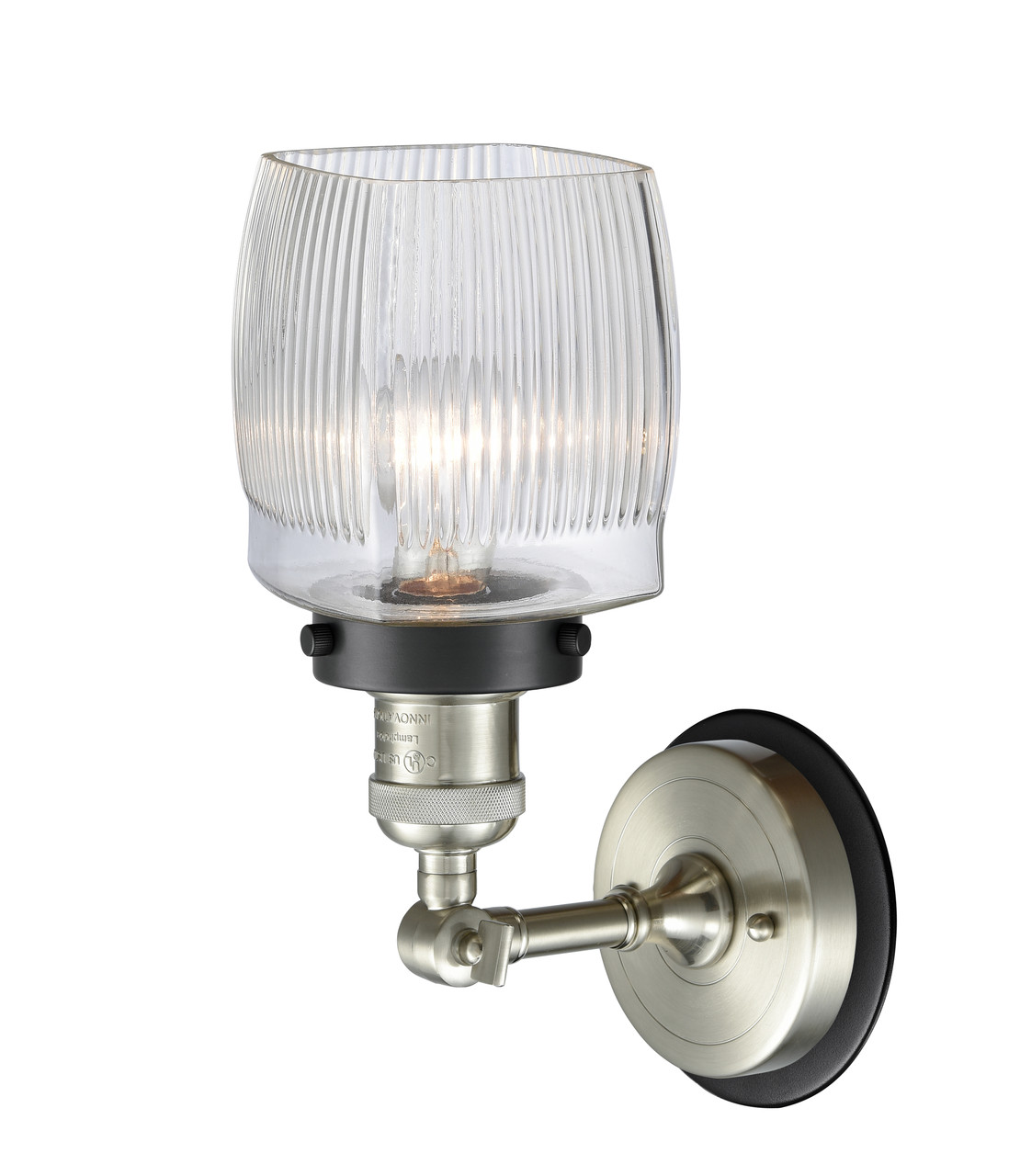 INNOVATIONS LIGHTING 203SN-BPBK-HRBK-G302 Colton 1 Light Mixed Metals Sconce INNOVATIONS LIGHTING 203SN-BPBK-HRBK-G302 Colton 1 Light Mixed Metals Sconce