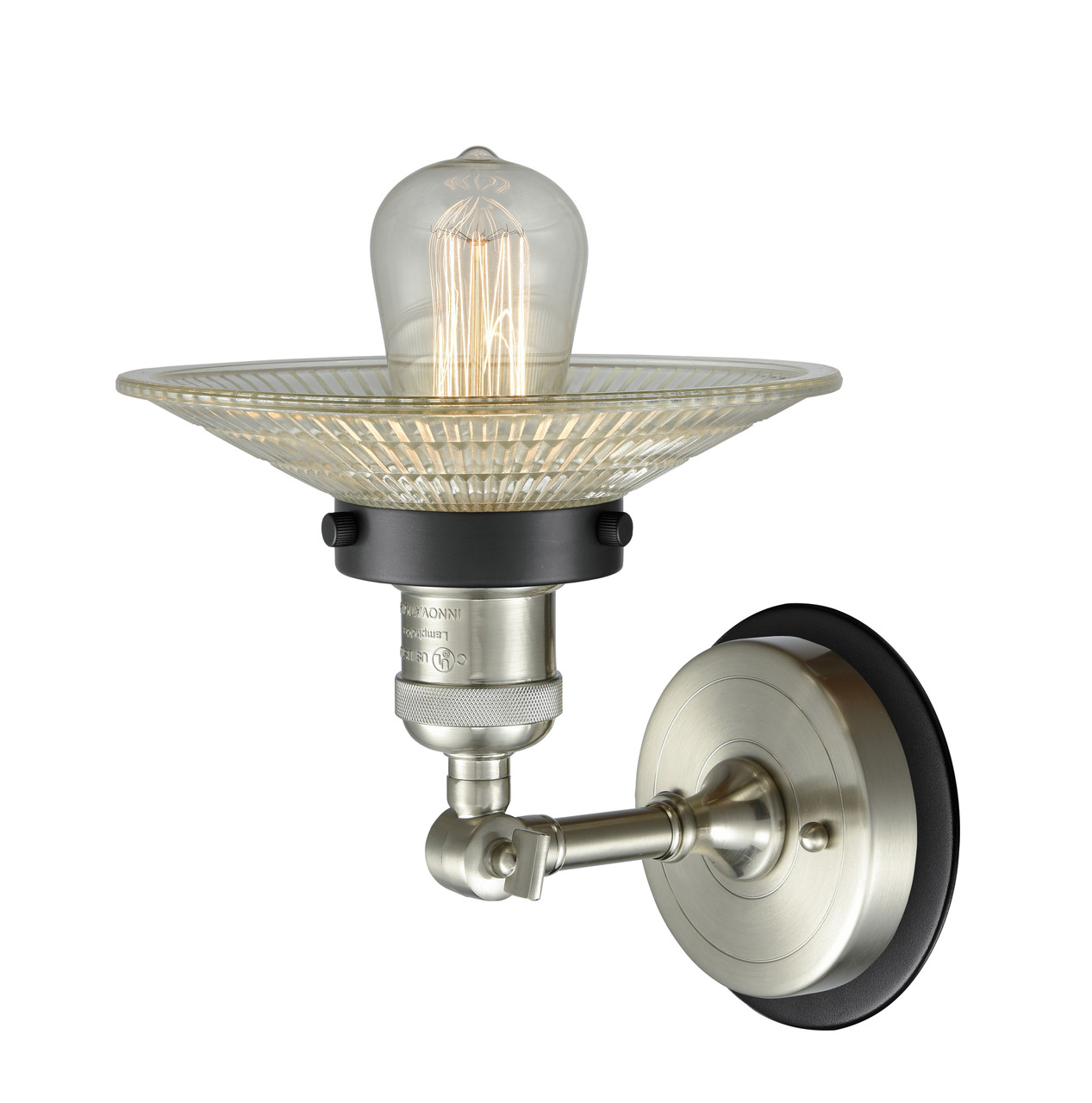 INNOVATIONS LIGHTING 203SN-BPBK-HRBK-G2 Halophane 1 Light Mixed Metals Sconce
