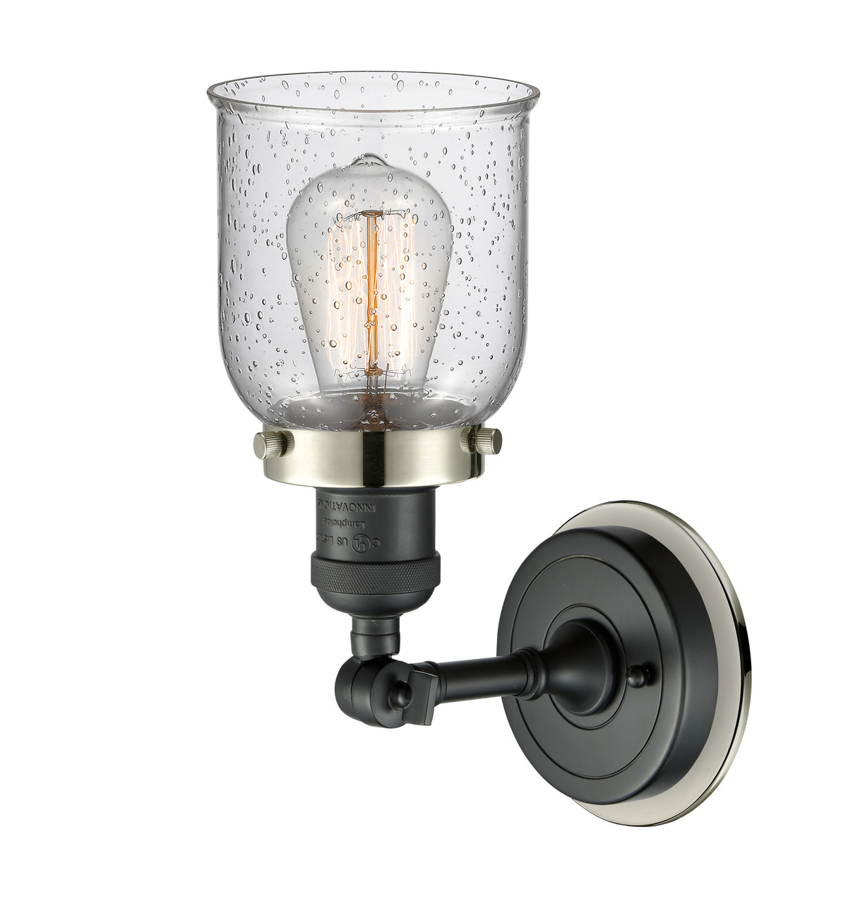 INNOVATIONS LIGHTING 203BK-BPPN-HRPN-G54 Small Bell 1 Light Mixed Metals Sconce