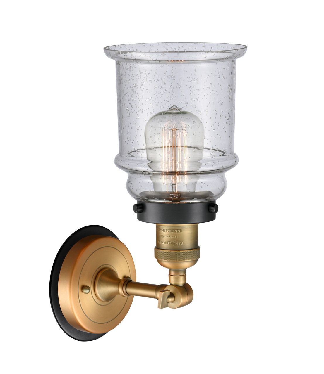 INNOVATIONS LIGHTING 203BB-BPBK-HRBK-G184 Canton 1 Light Mixed Metals Sconce INNOVATIONS LIGHTING 203BB-BPBK-HRBK-G184 Canton 1 Light Mixed Metals Sconce